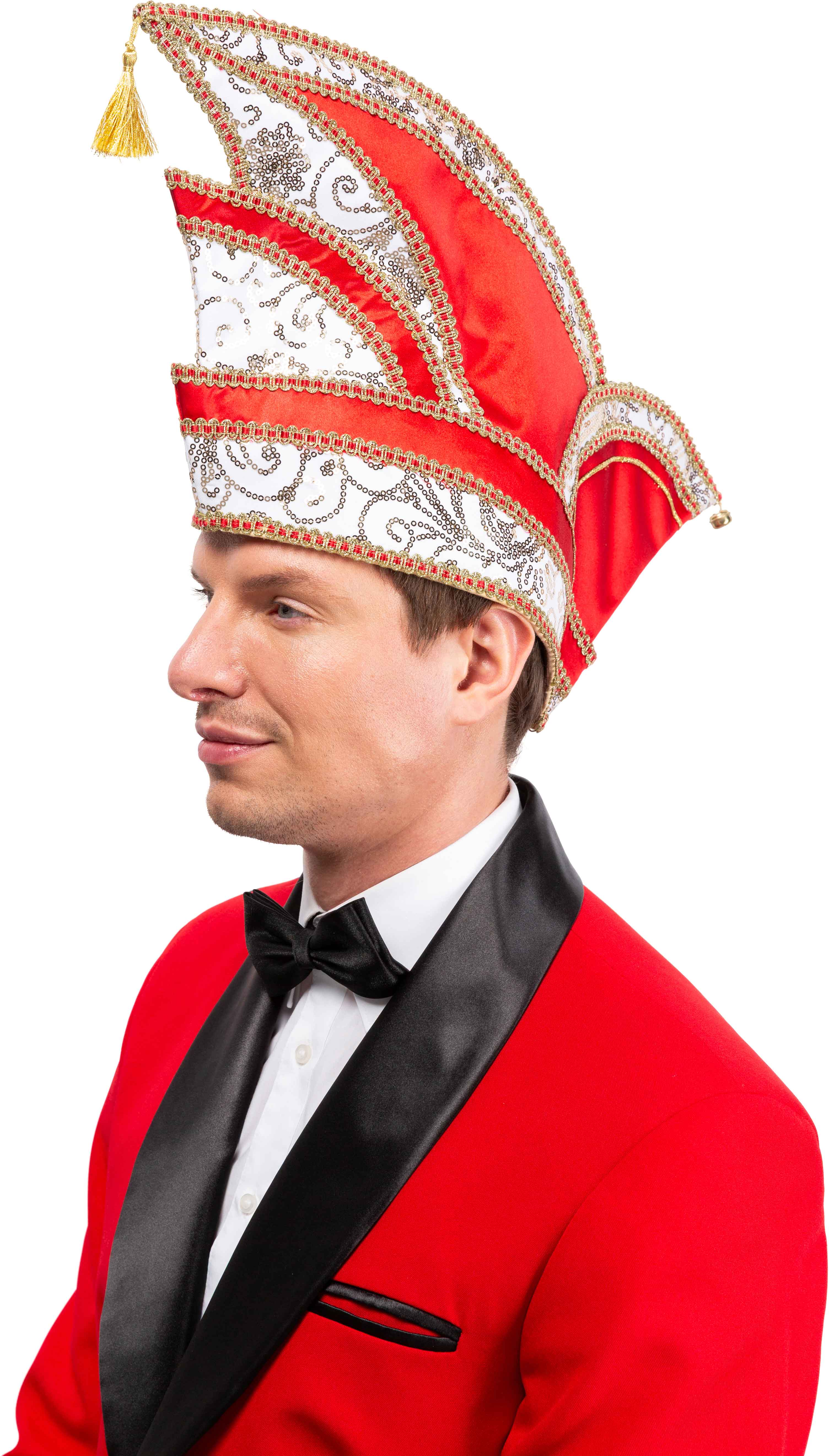 Komiteemütze Paillette, rot/weiß