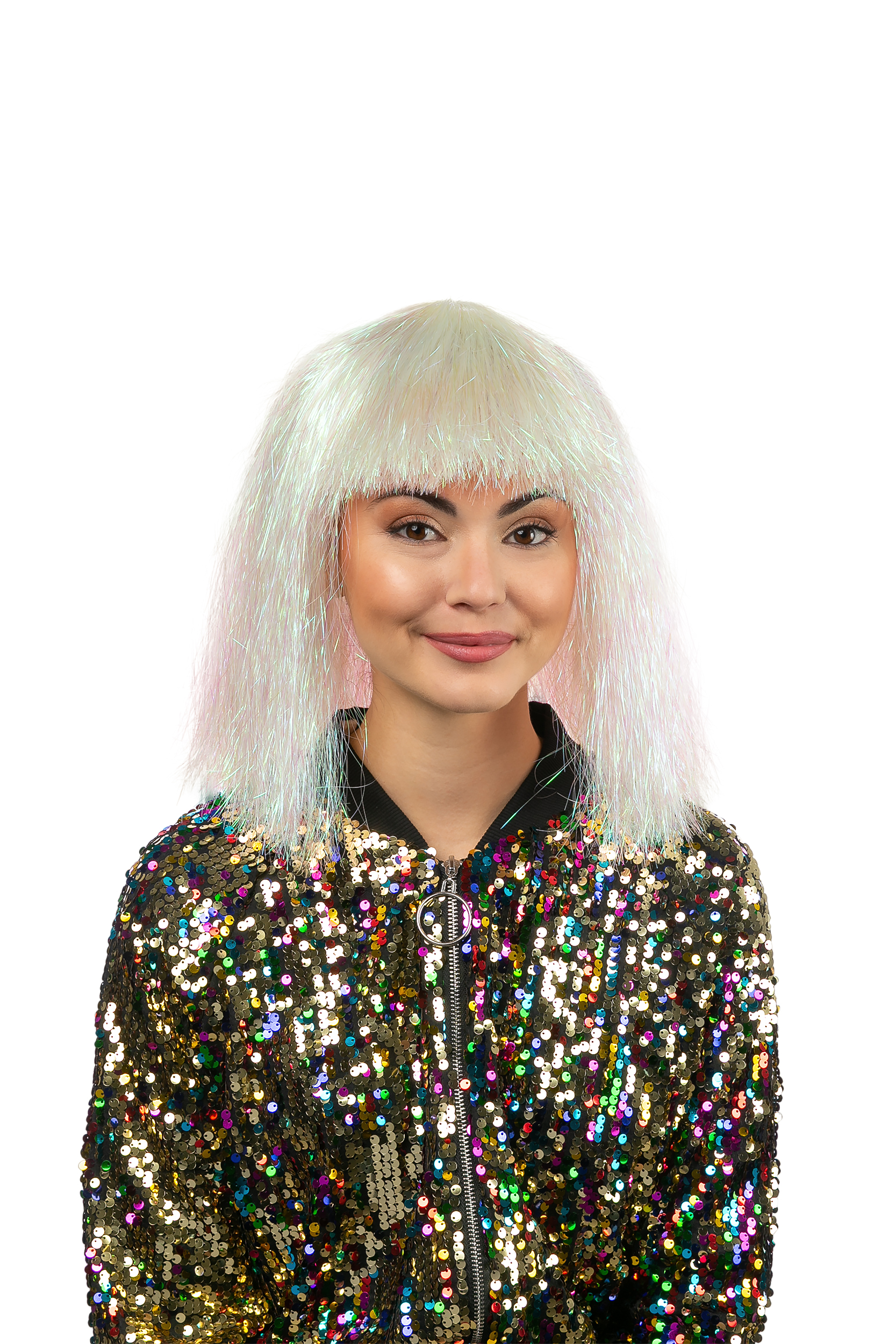 Tinsel wig, white holo