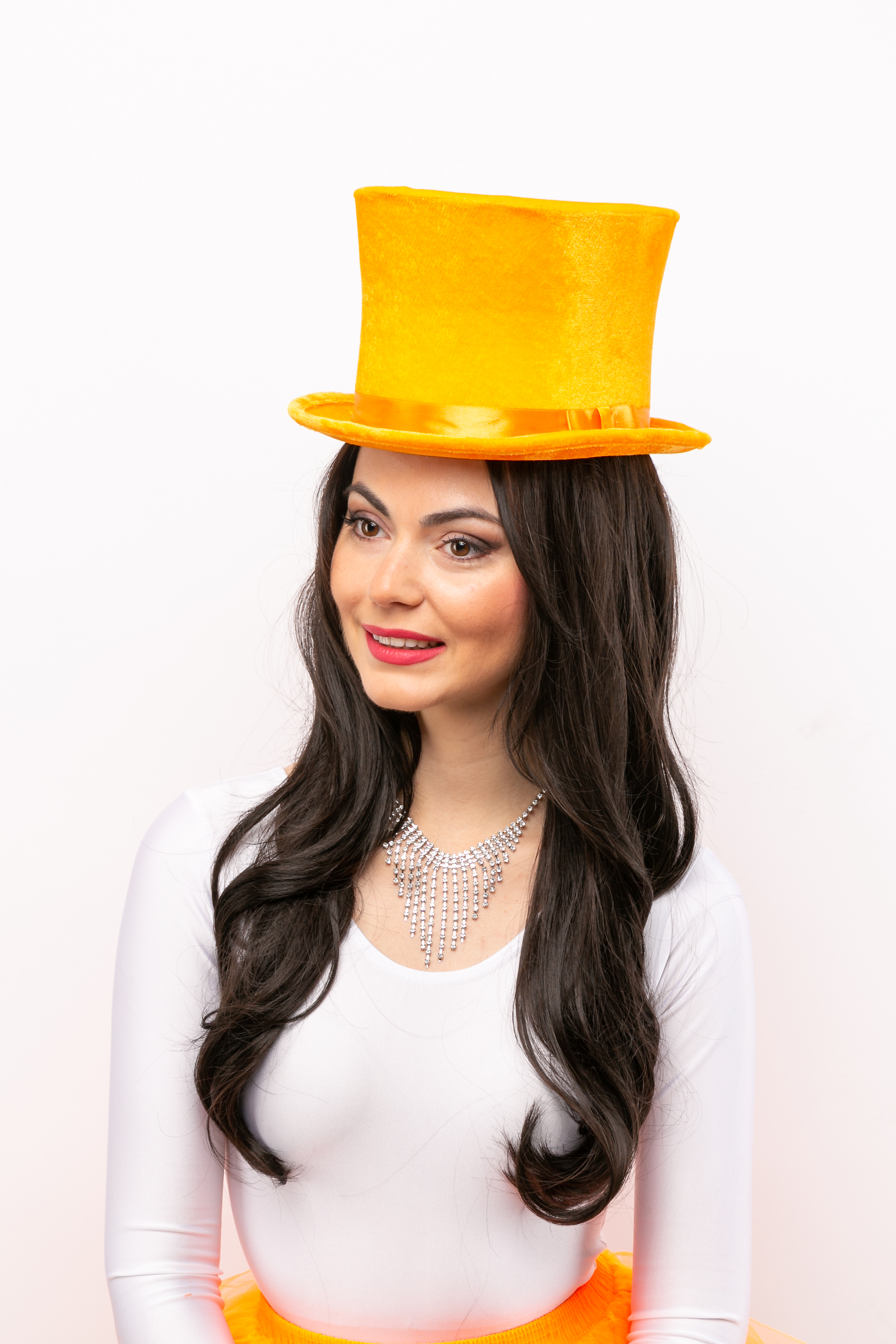 Hat made of orange velvet - height 15,5 cm 