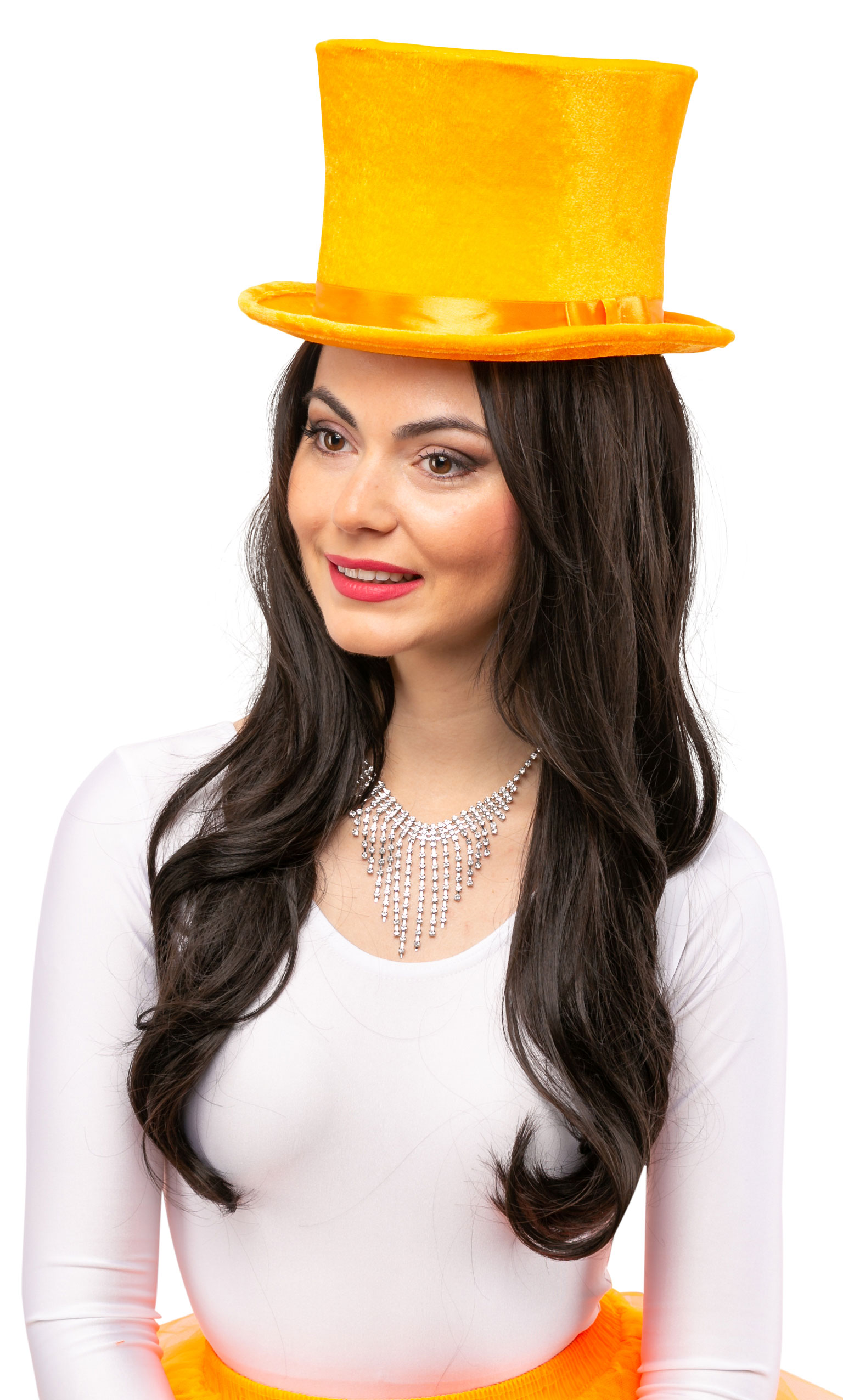 Chapeau en velours orange - hauteur 15,5 cm