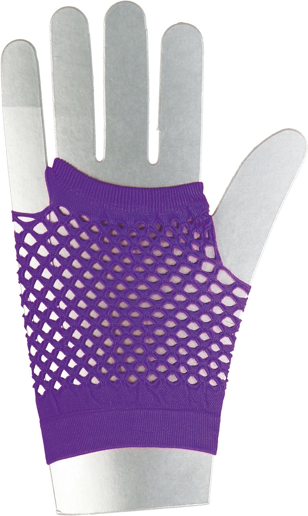 Mesh short gloves fingerless, purple