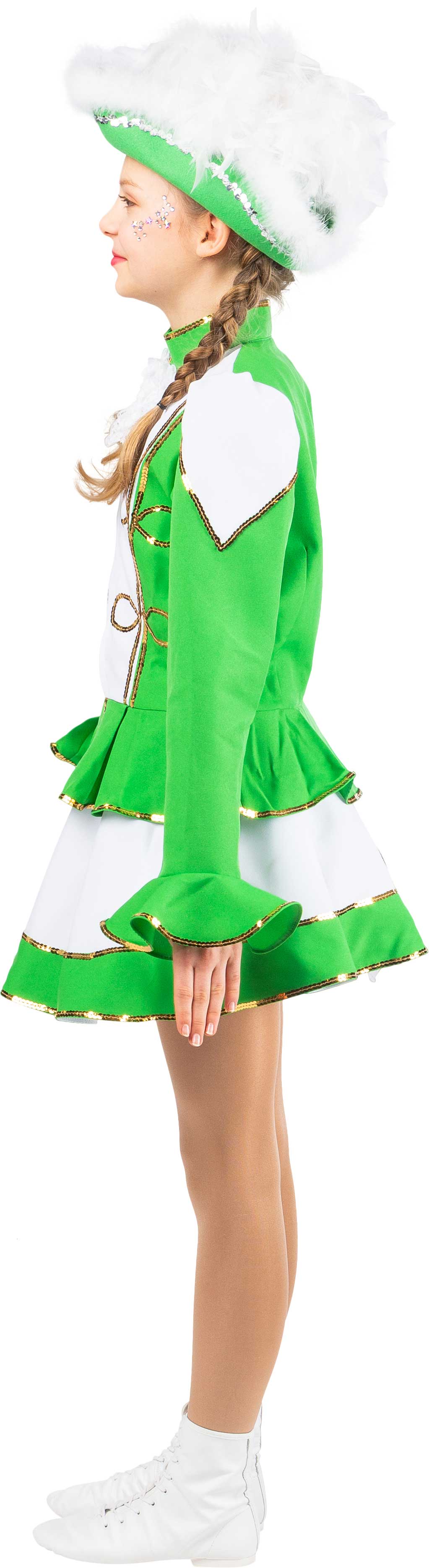 Sparkl costume, green-white with gold trim