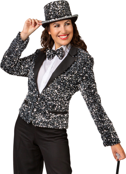 Veste à paillettes pour dames, argenté