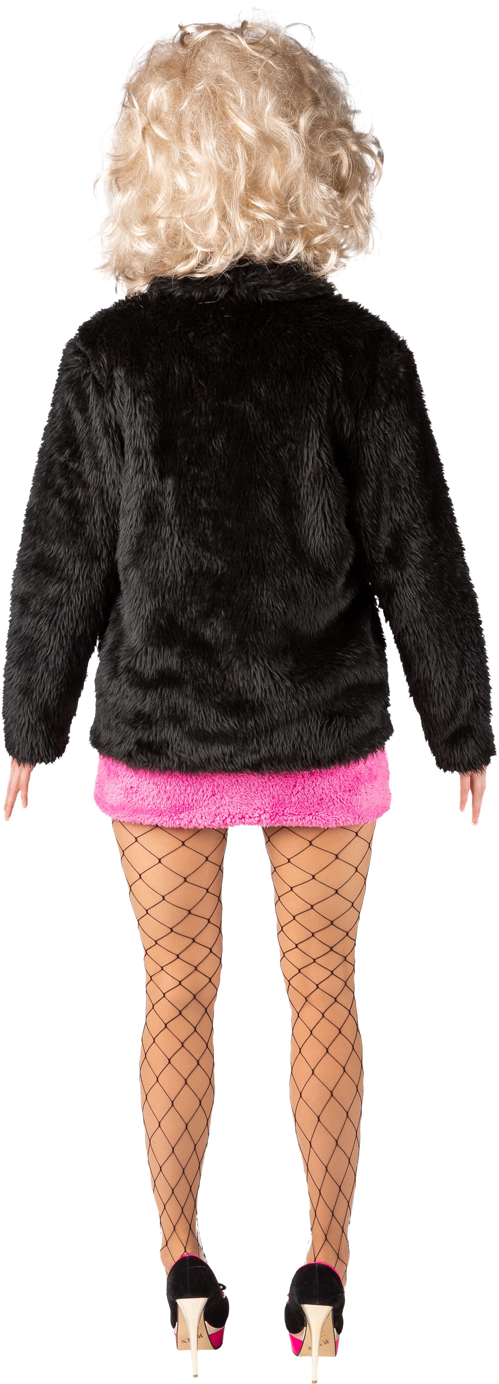 Plüsch-Jacke, schwarz, S/M