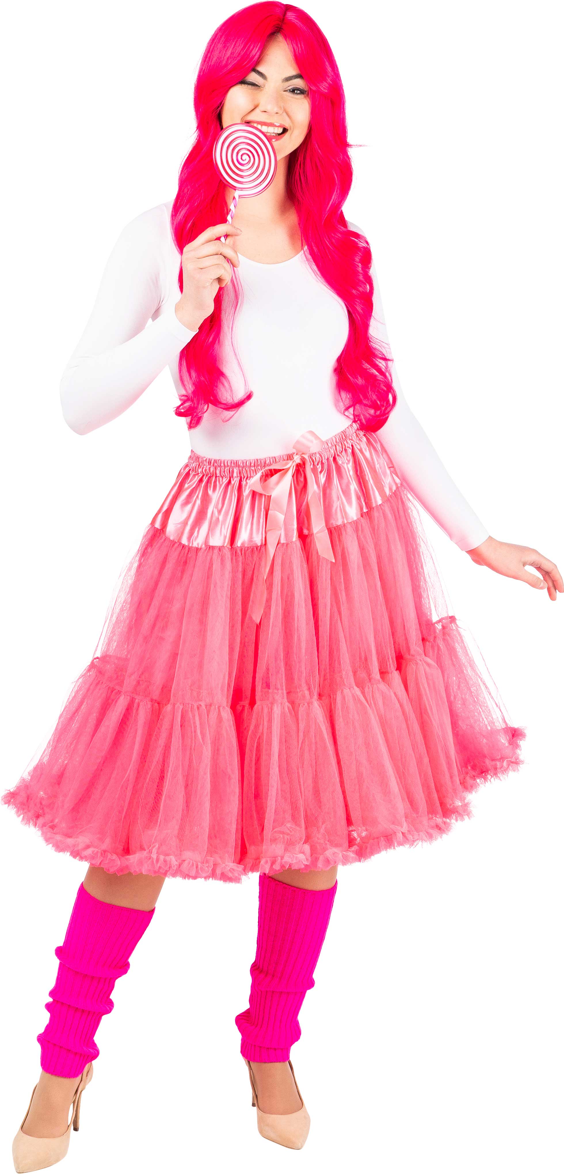 Long tutu with a frill, fuchsia