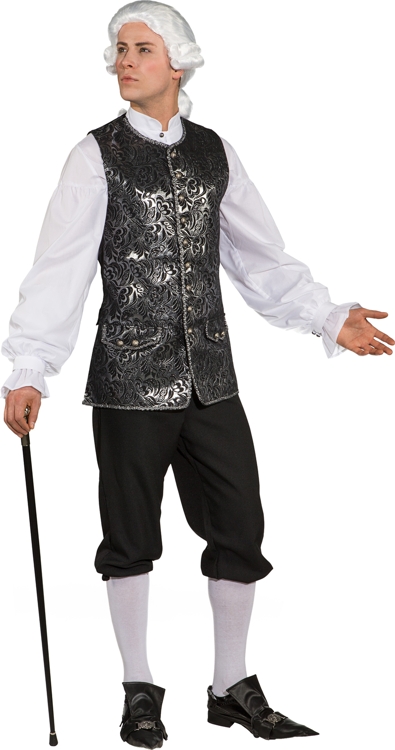 Gilet en brocart, noir argenté 