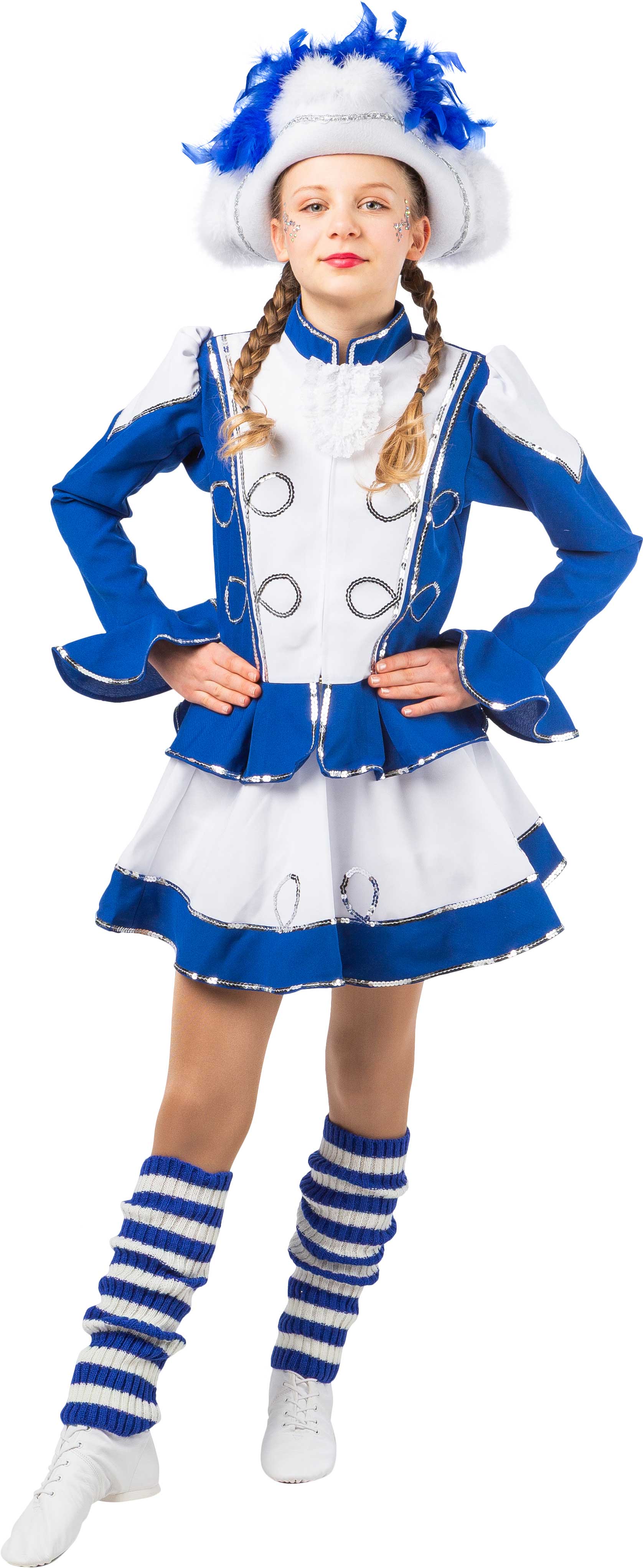 Sparkl costume, blue-white with silver trim