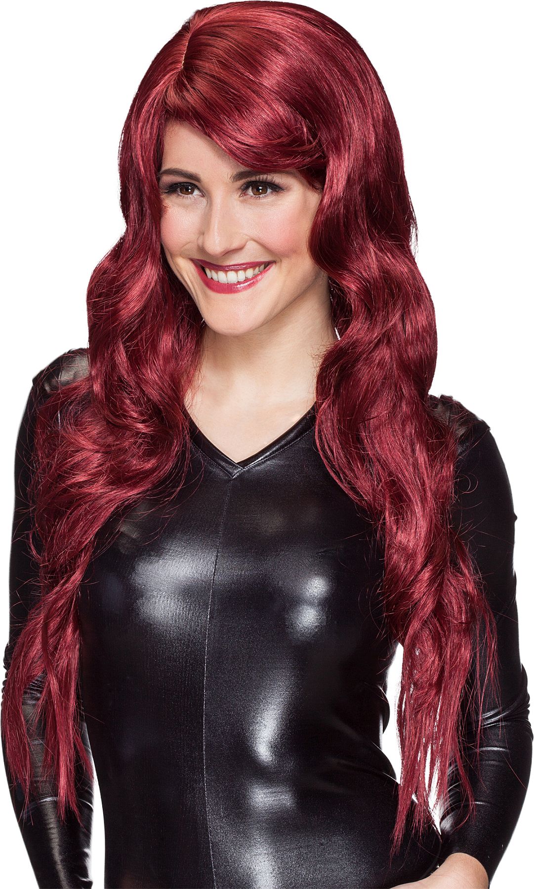 Damenperücke extra lang, burgundi