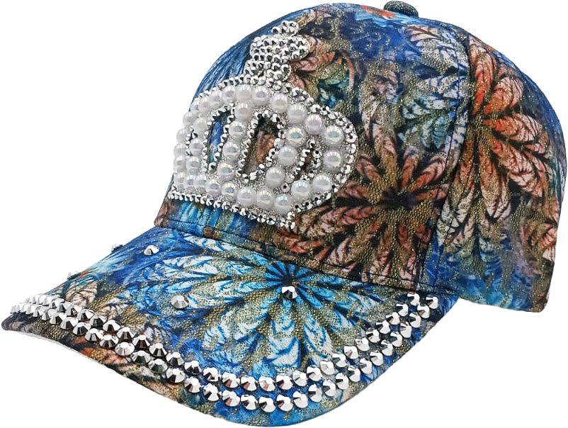 Rhinestone cap, blue, crown