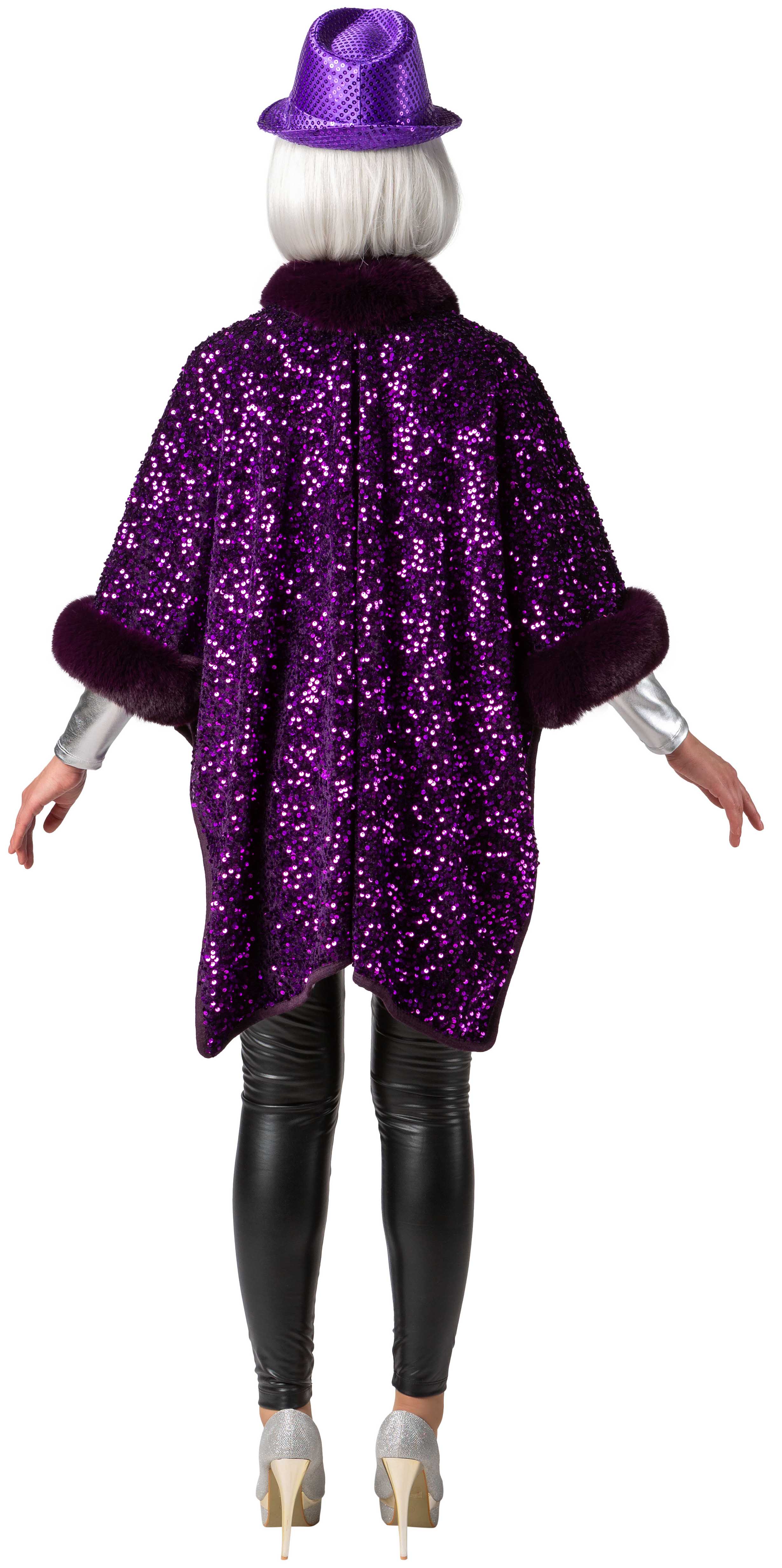 Poncho à paillettes, violet