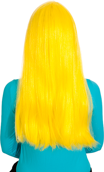 Perruque poney à cheveux long lisse, jaune 