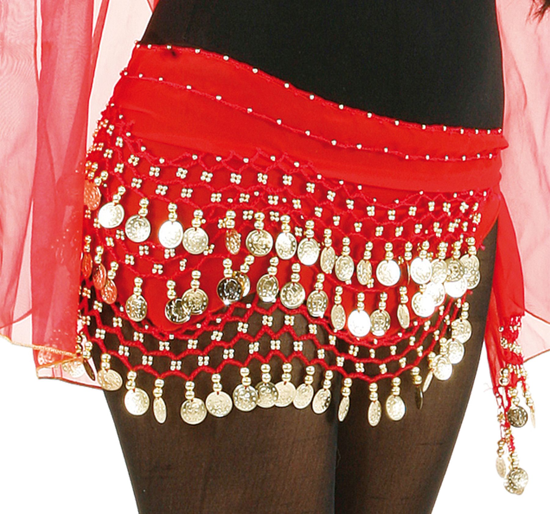 Hip scarf three layers, red