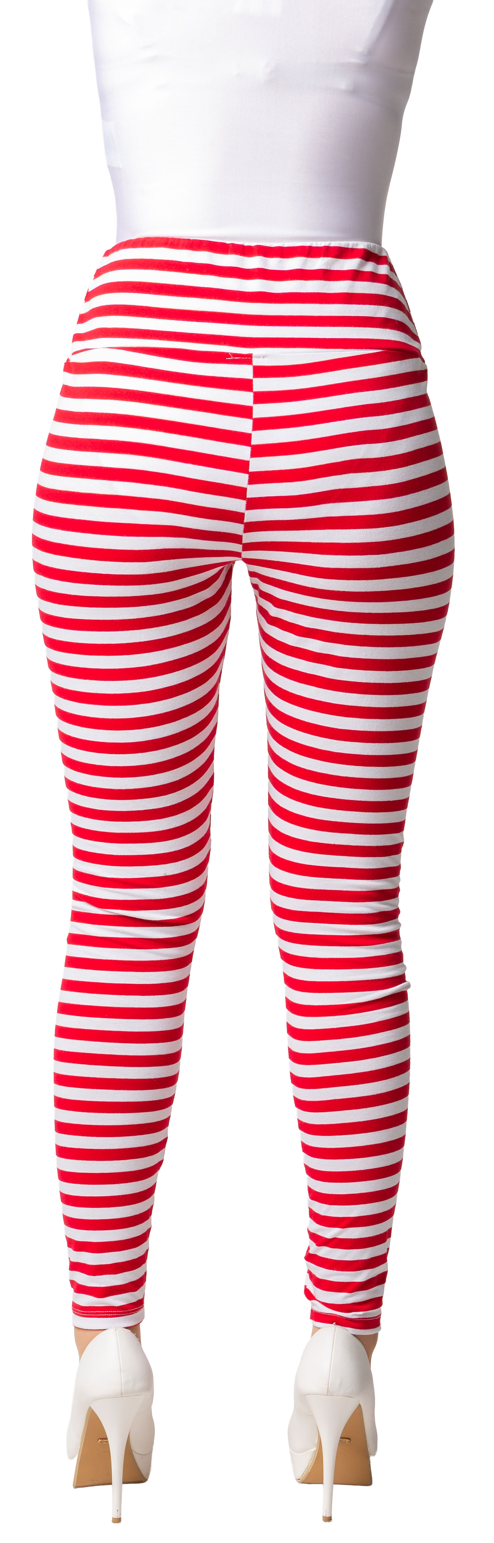 Leggings gestreift, rot/weiß 