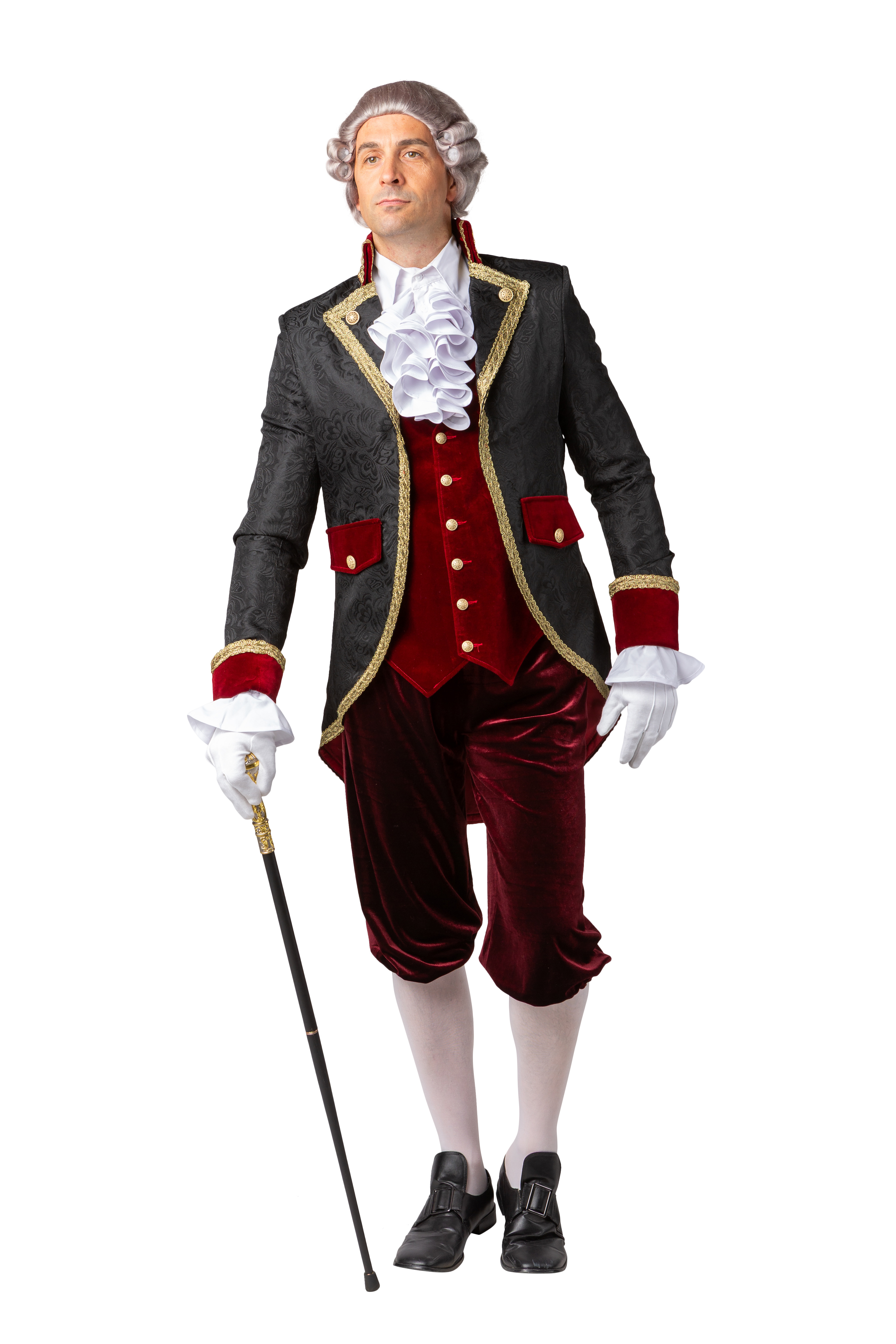 Frack mit Weste, schwarz-rot