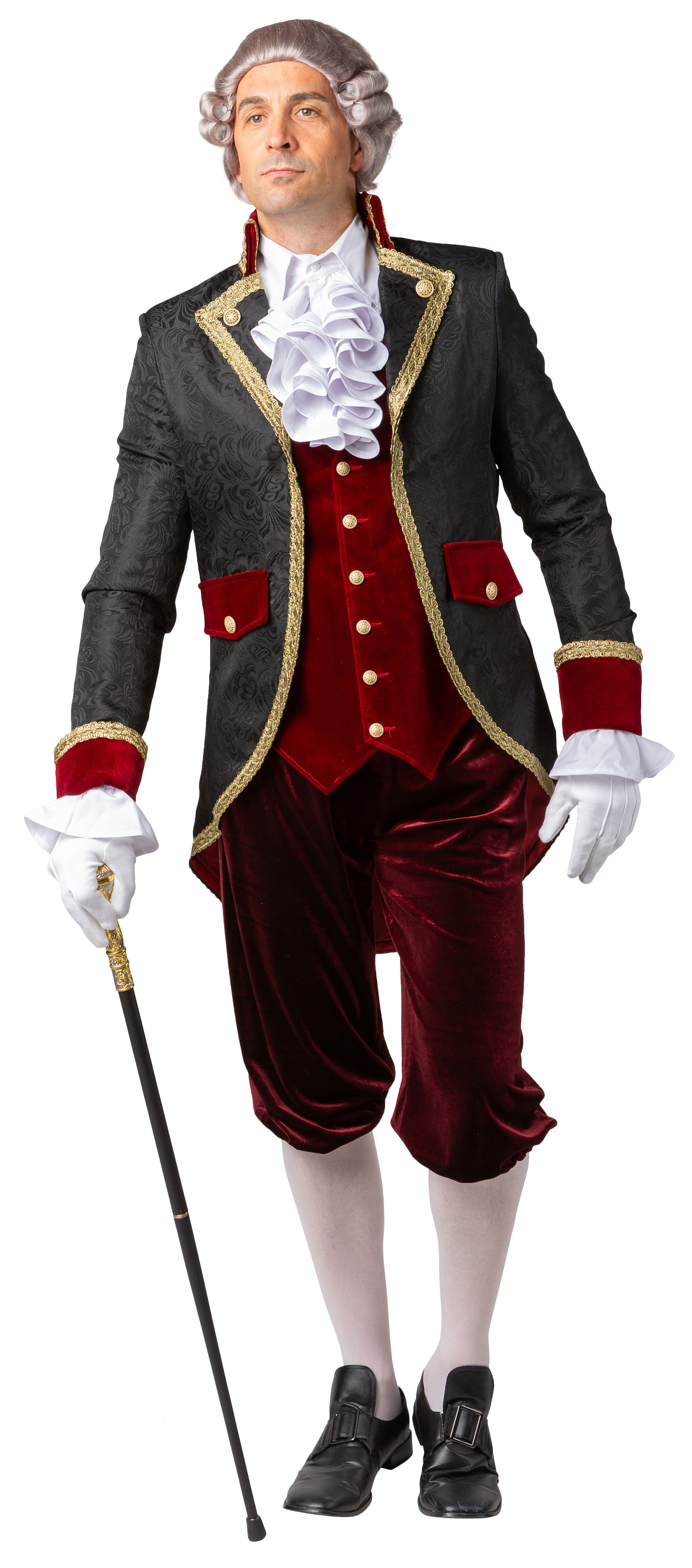 Frack mit Weste, schwarz-rot 