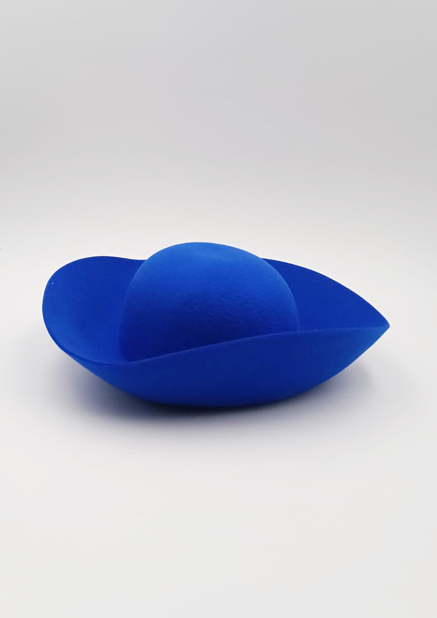 Ébauche en feutre de laine à trois pointes, bleu