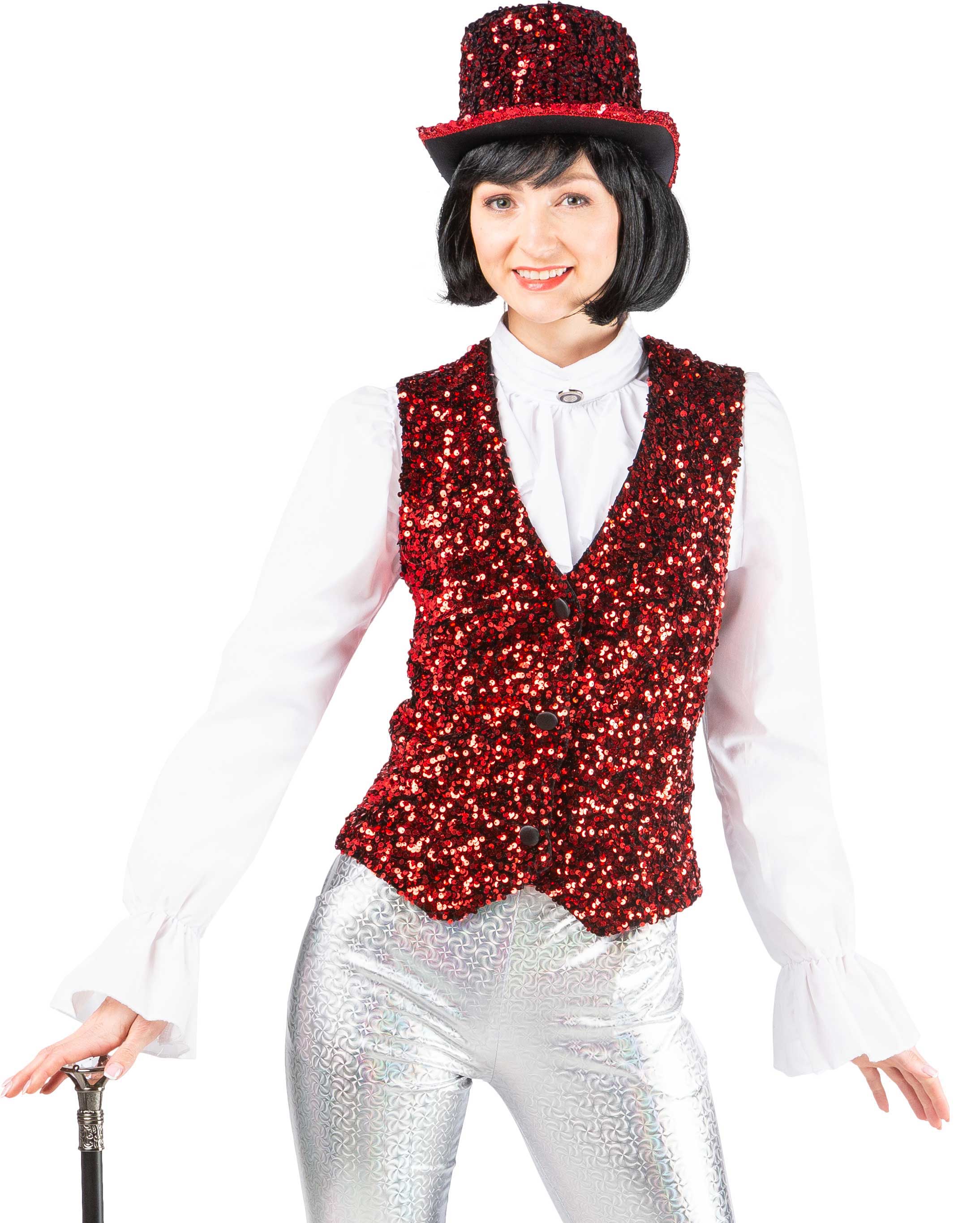 Women's sequinned waistcoat, red
