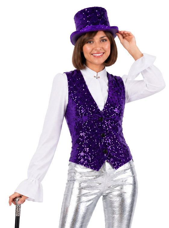 Gilet à paillettes pour femme, violet