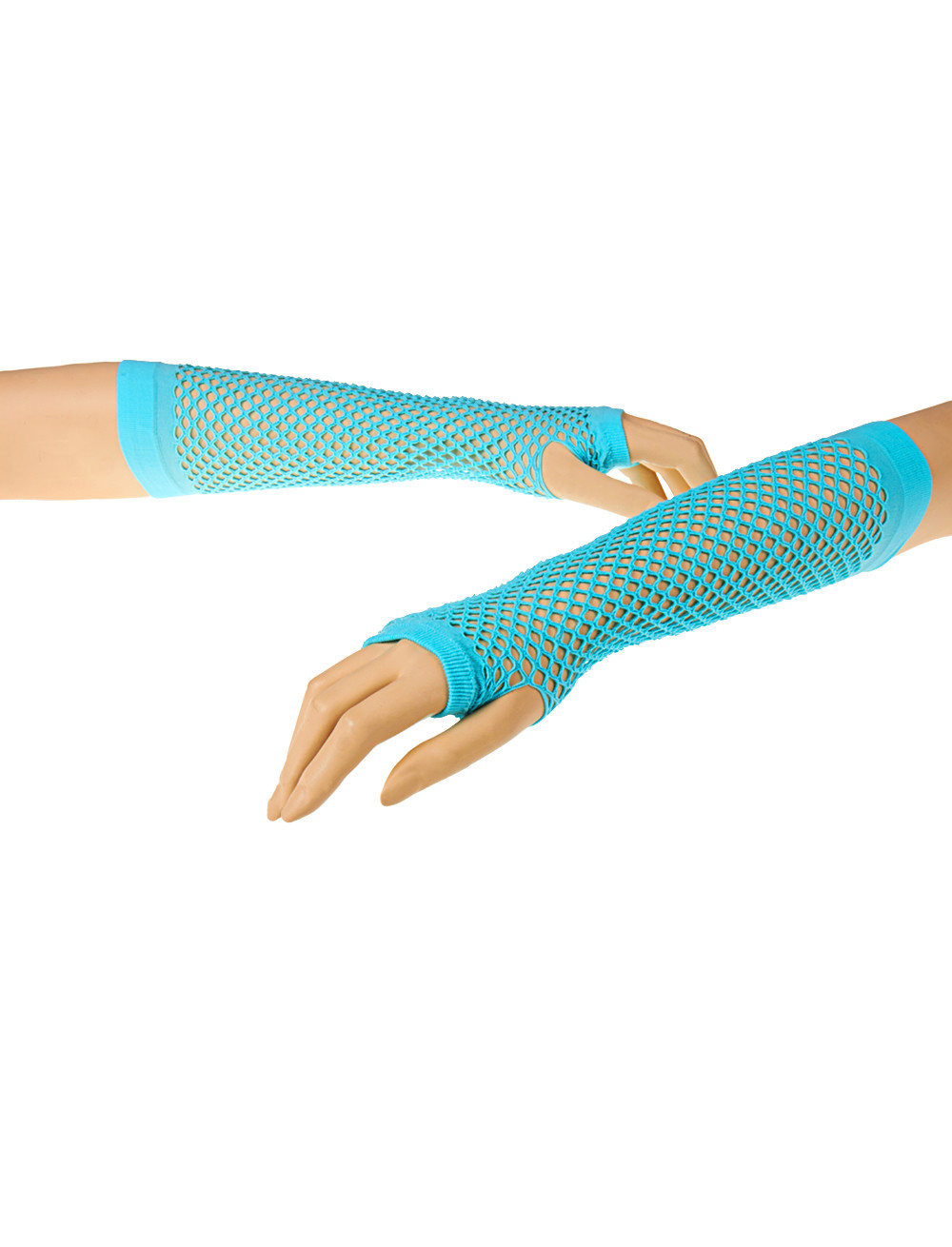 Gants filet longs sans doigts, turquoise