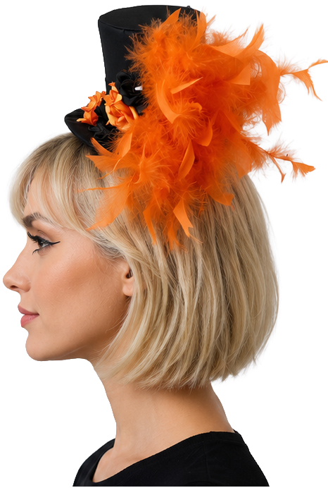 Minihut mit Blumenschmuck, schwarz-orange