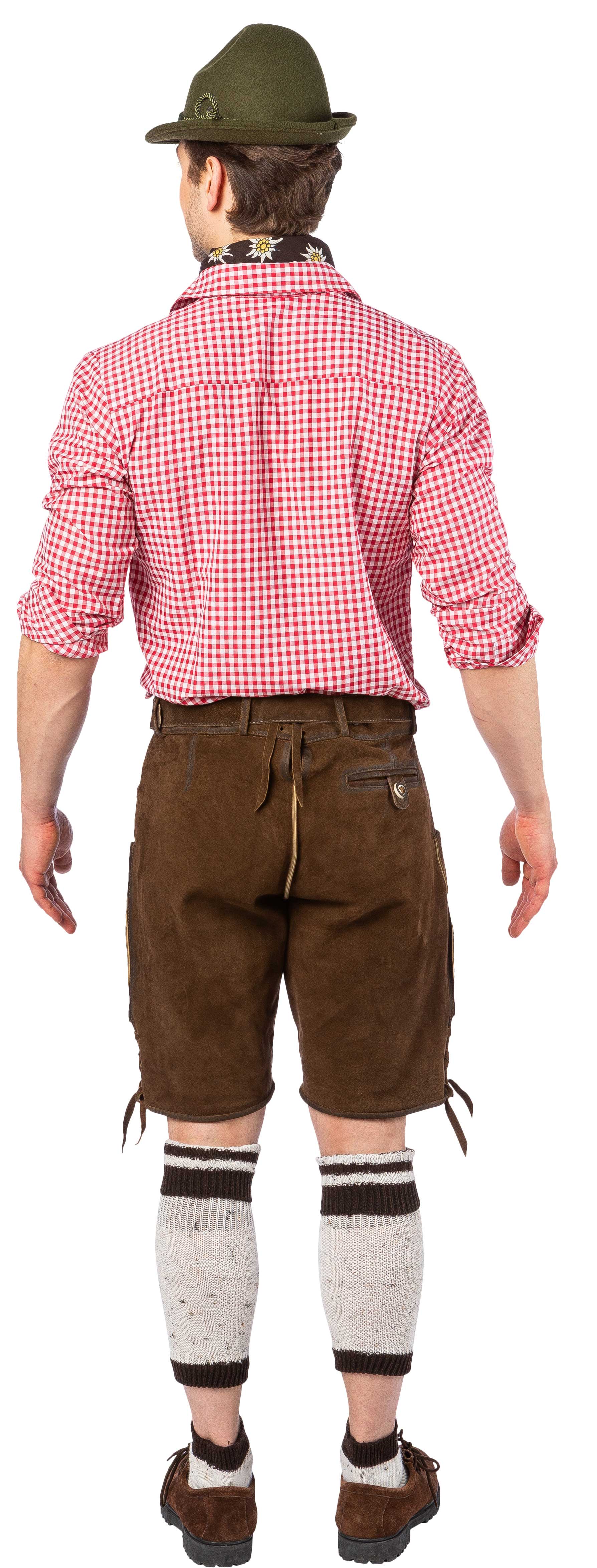 Short leather trousers, dark brown, antique