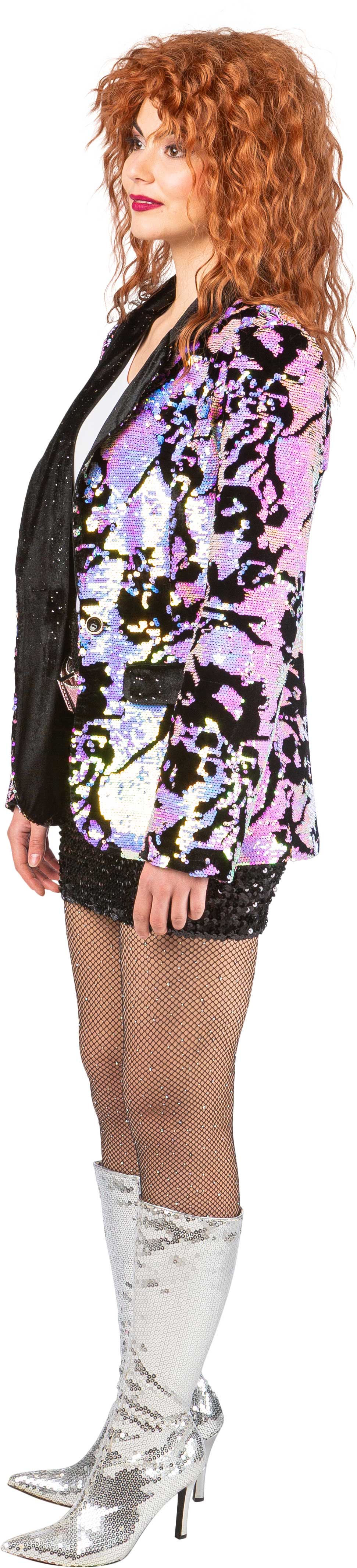 Women's sequinned jacket, black and pink