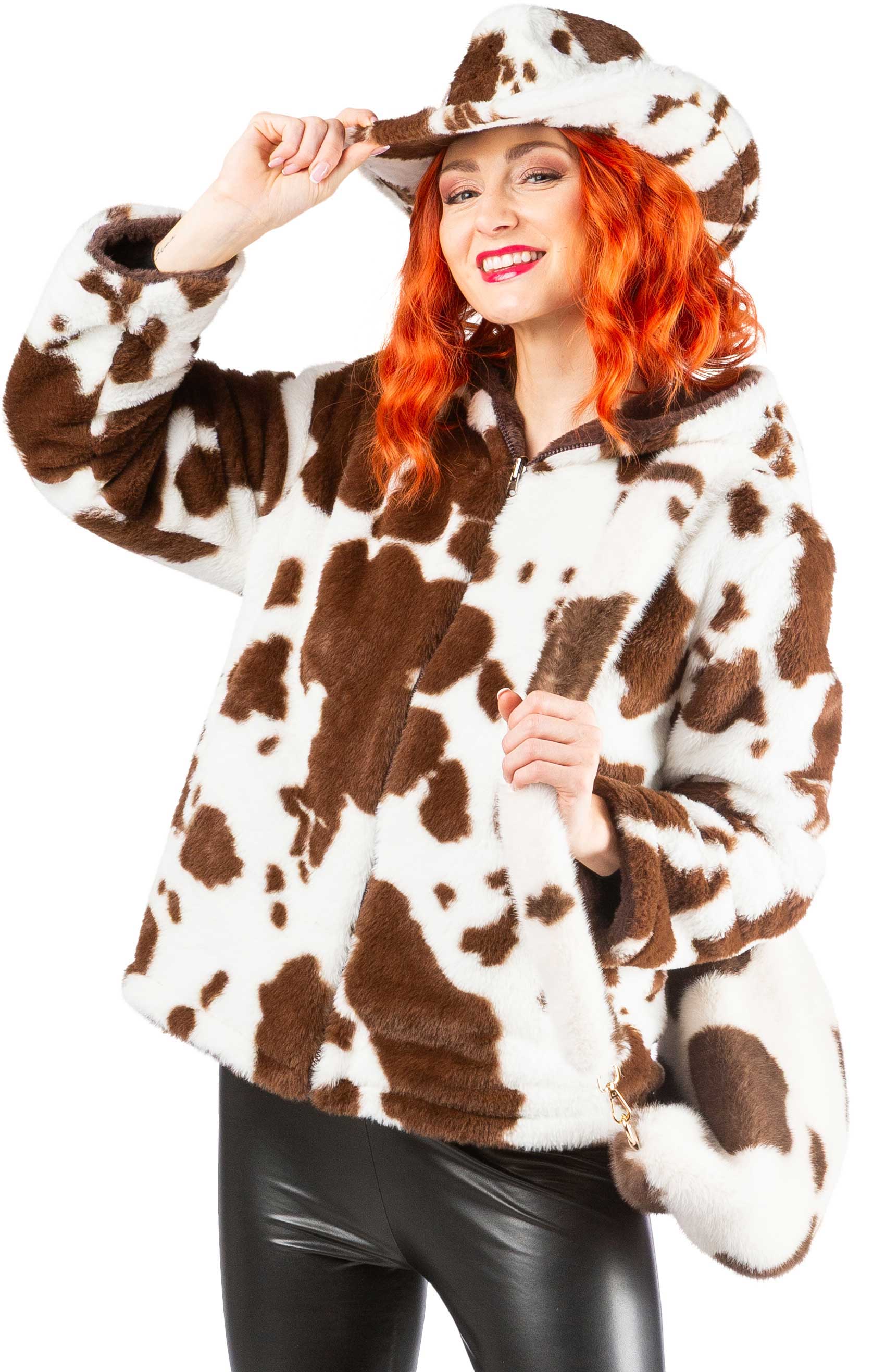 Veste réversible vache, marron/blanc