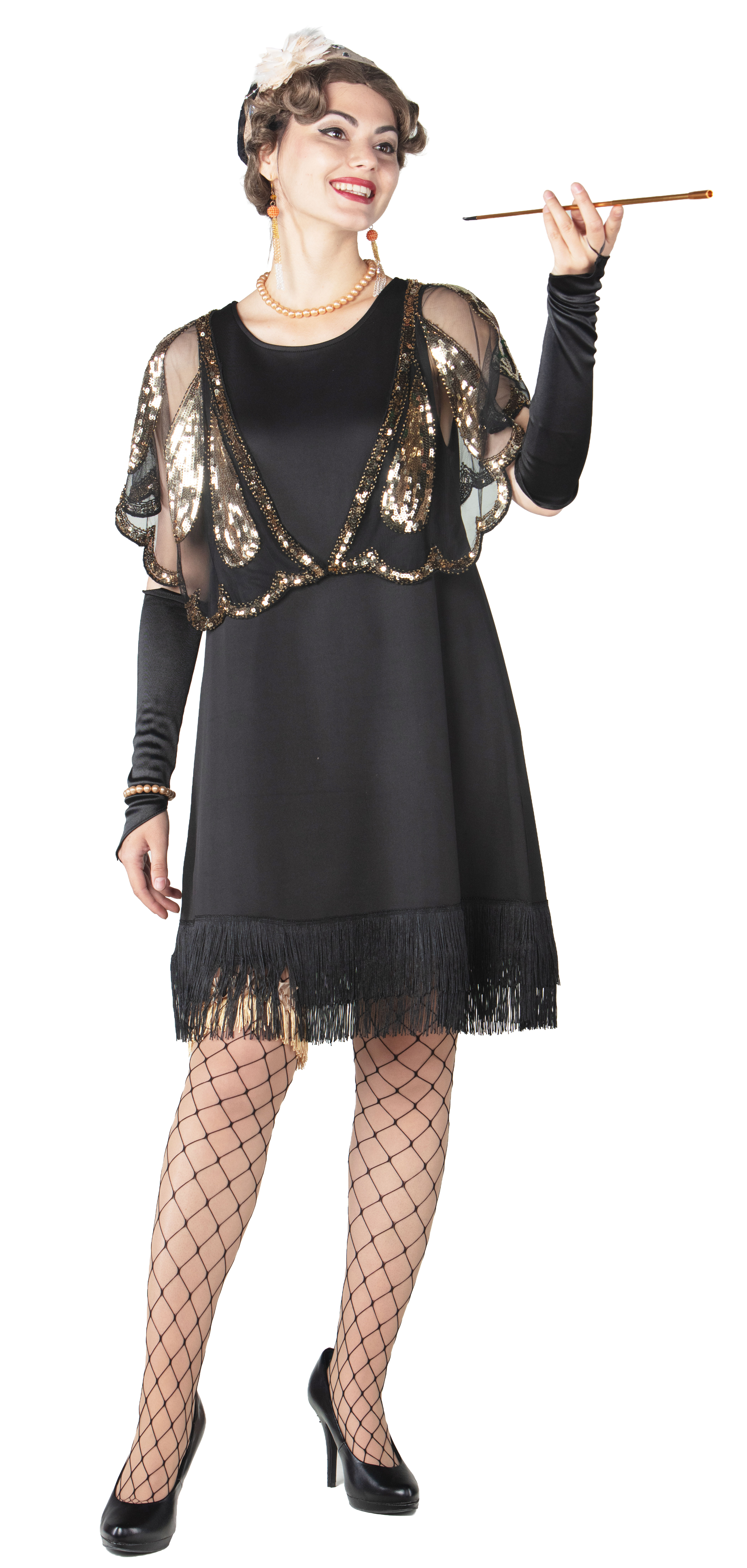 20er Jahre Kleid, schwarz mit Franse