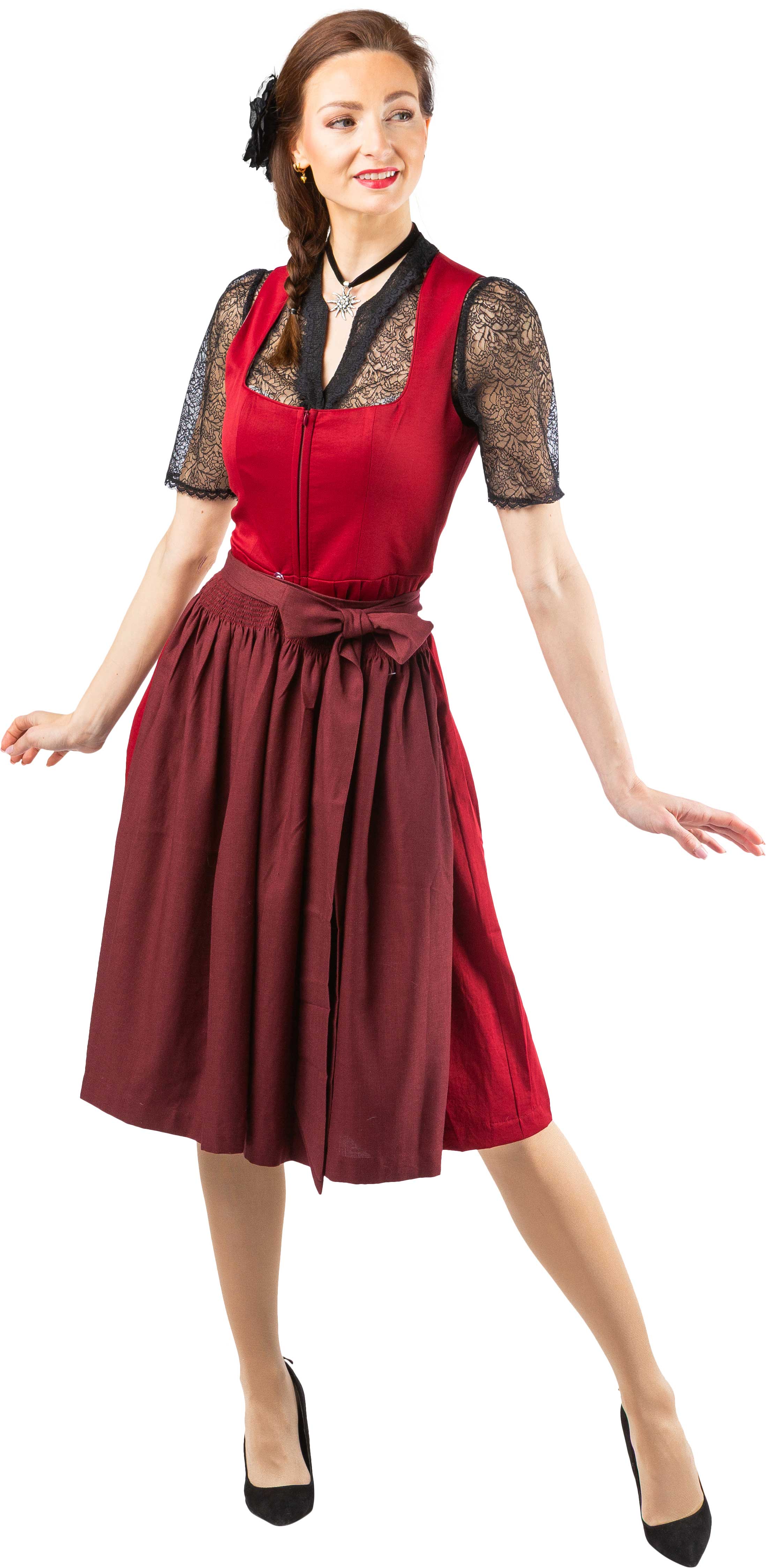 Blouse dirndl noire en dentelle