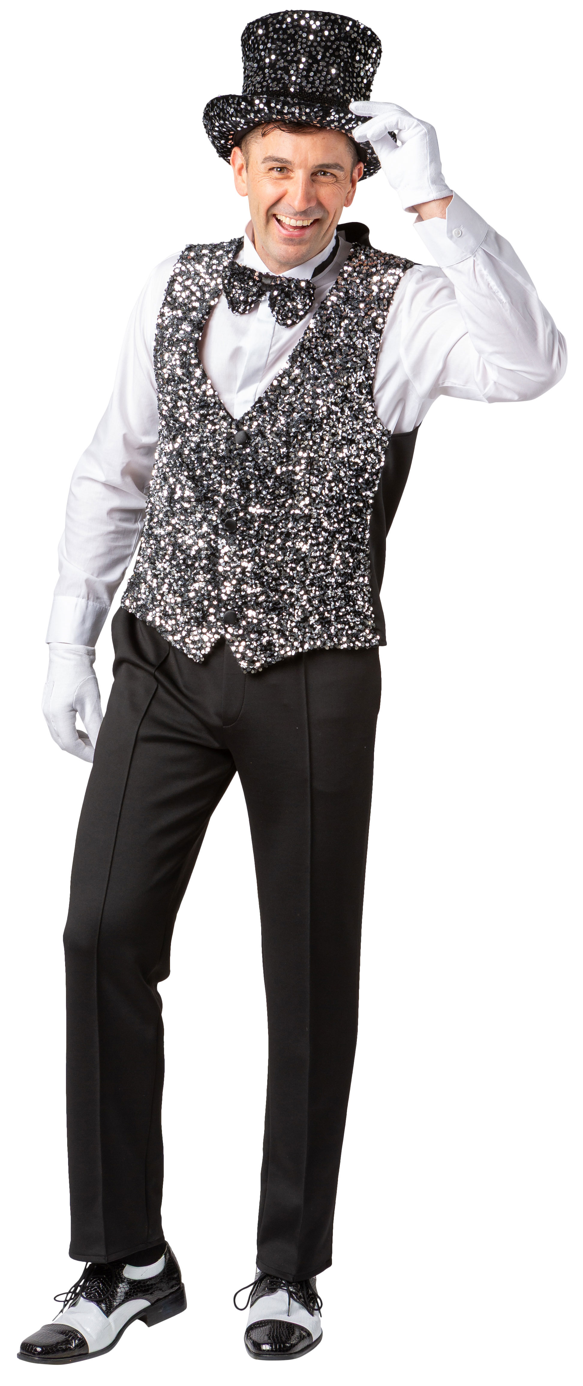 Weste Pailletten, silber 