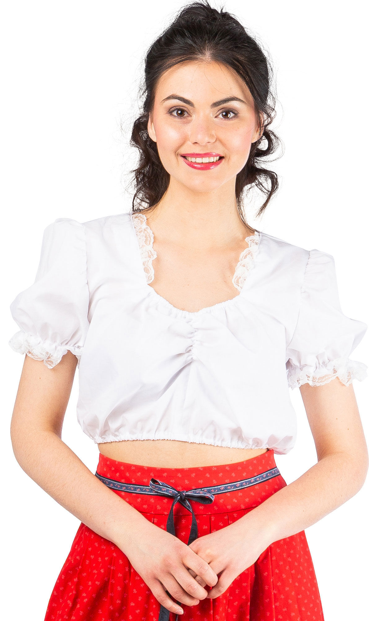 Dirndl Bluse weiß mit Spitze