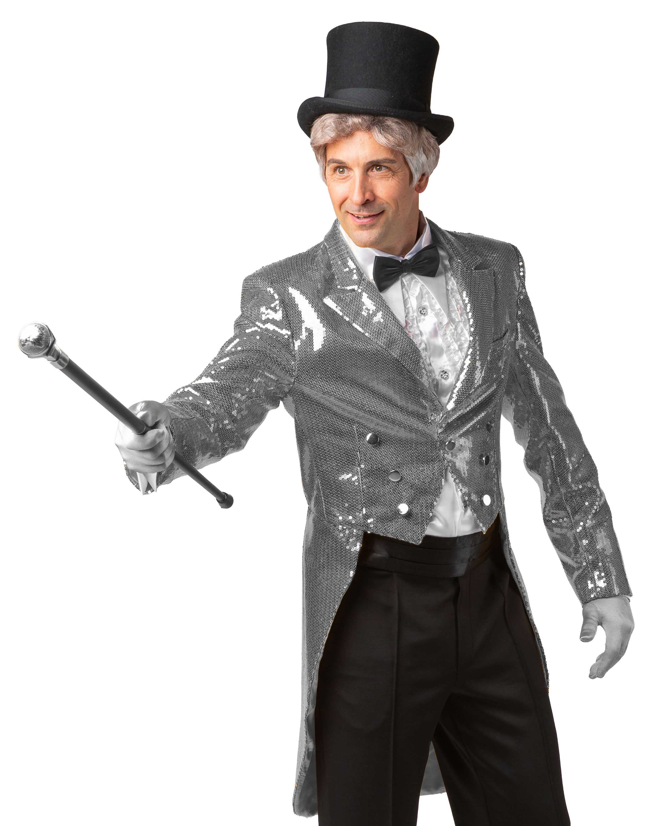 Mens tailcoat sequin, silver