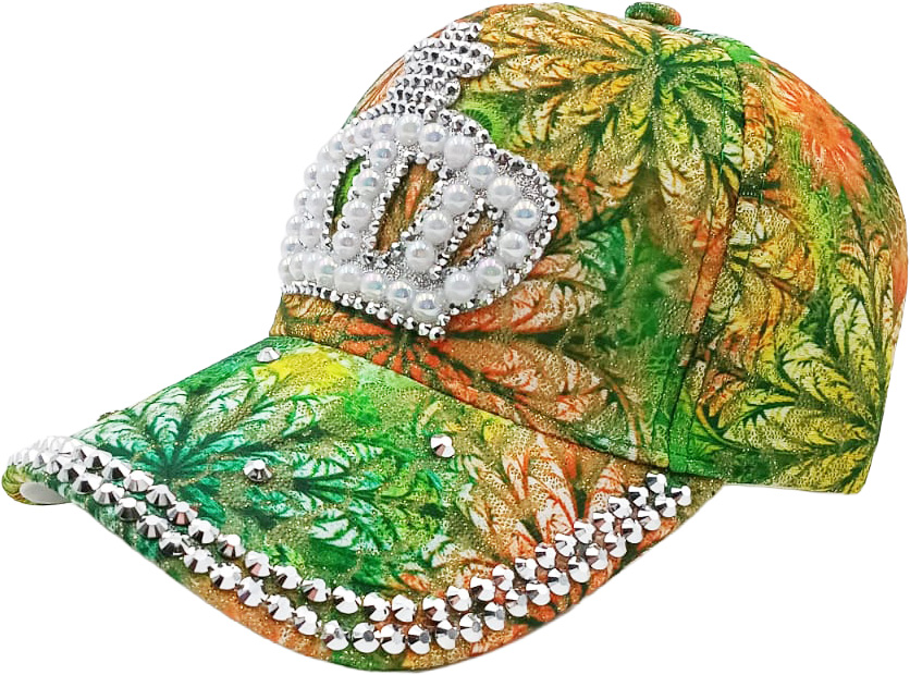 Rhinestone cap, green, crown