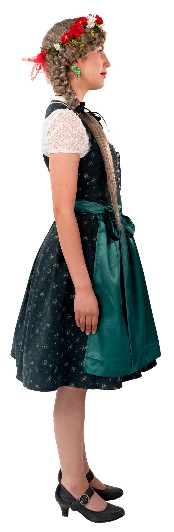 Dirndl Midi mit grüner Schürze