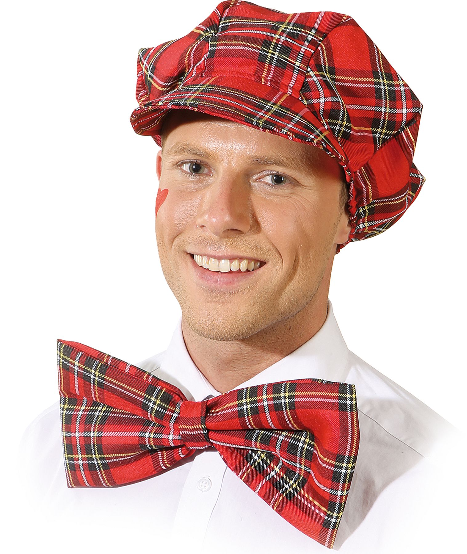 Hat with bow, red checkered