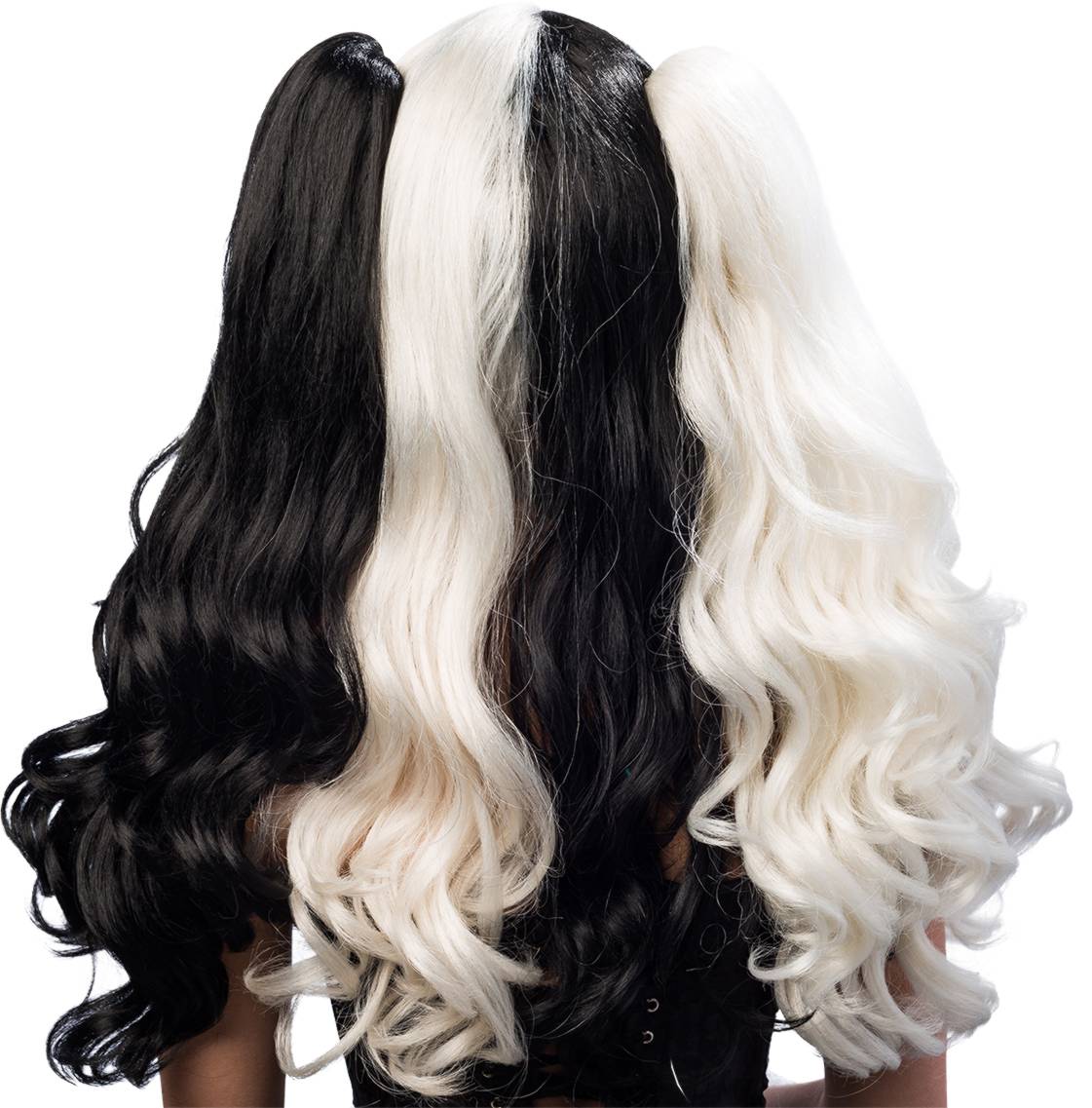 Wig with corsage hair, black-white 