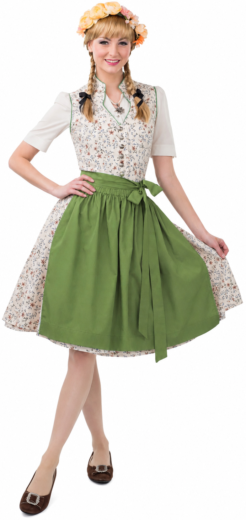 Dirndl Midi beige-grün