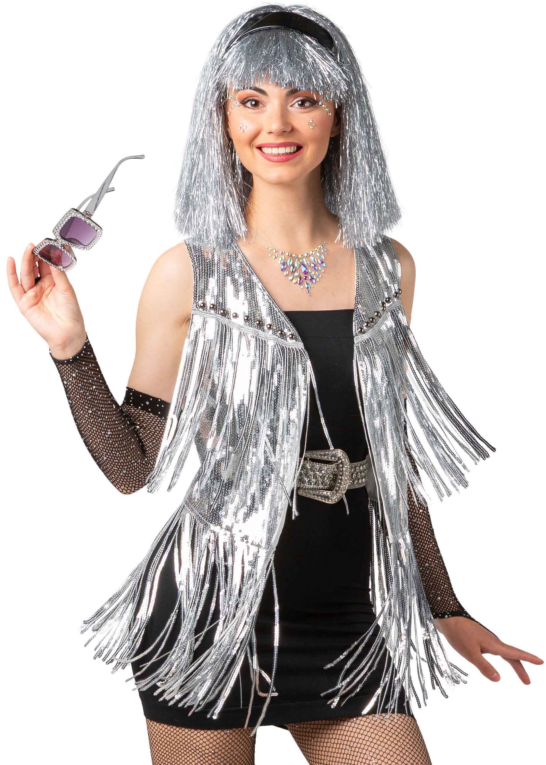 Sequin vest, silver