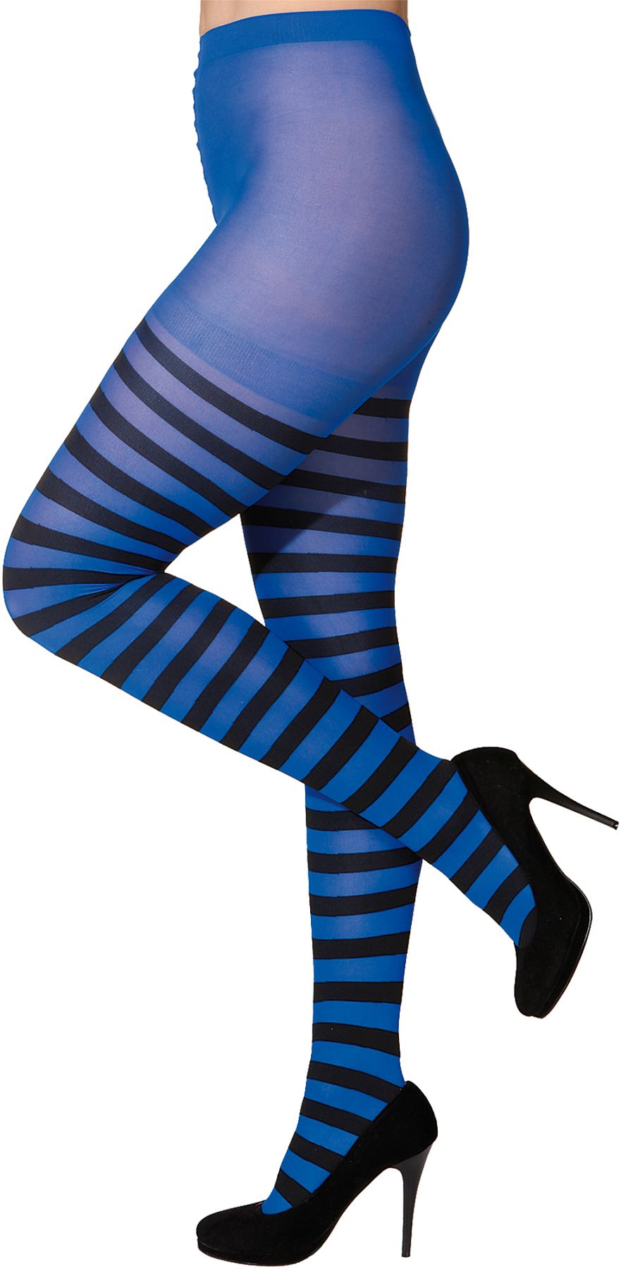 Striped tights, blue/black