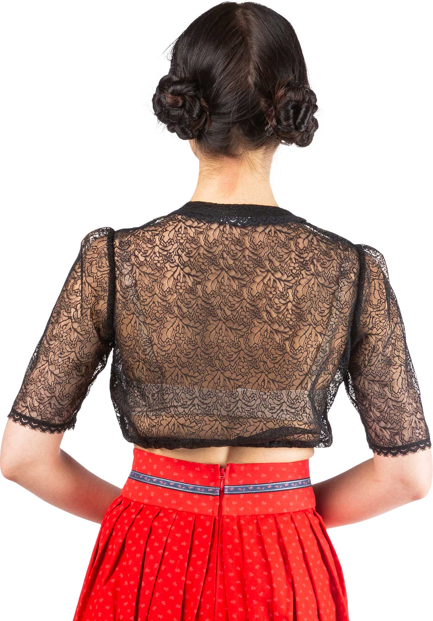 Blouse dirndl noire en dentelle