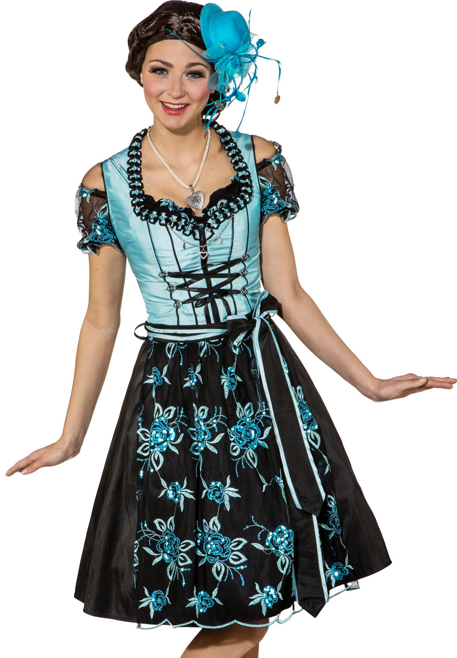 Robe bavaroise turquoise et noir