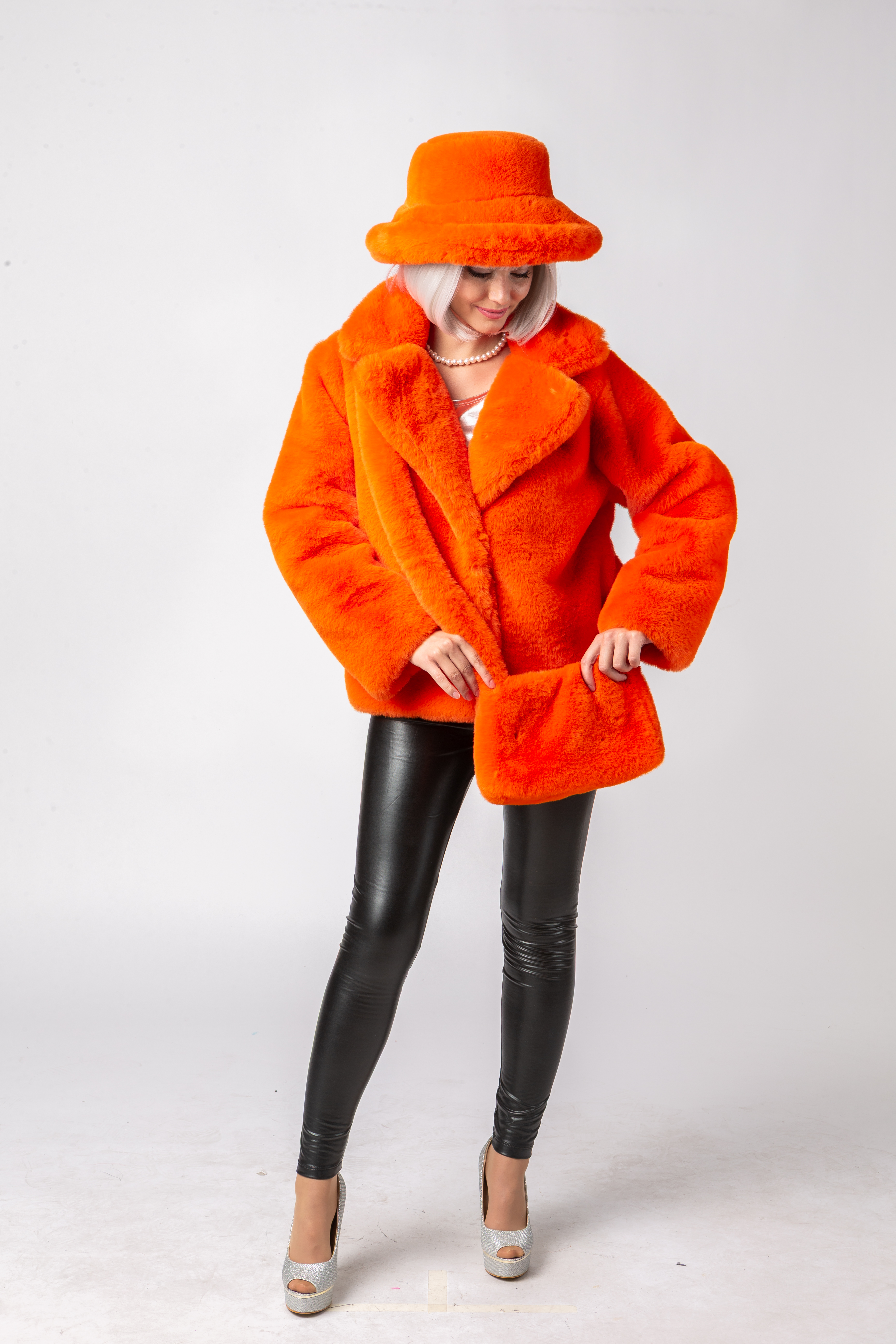 Plüschjacke, orange