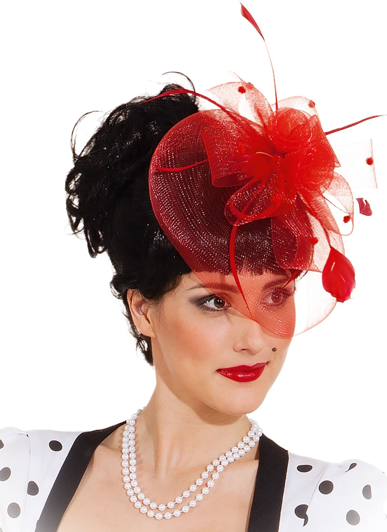 Kopfschmuck mit Einsteckkamm, rot