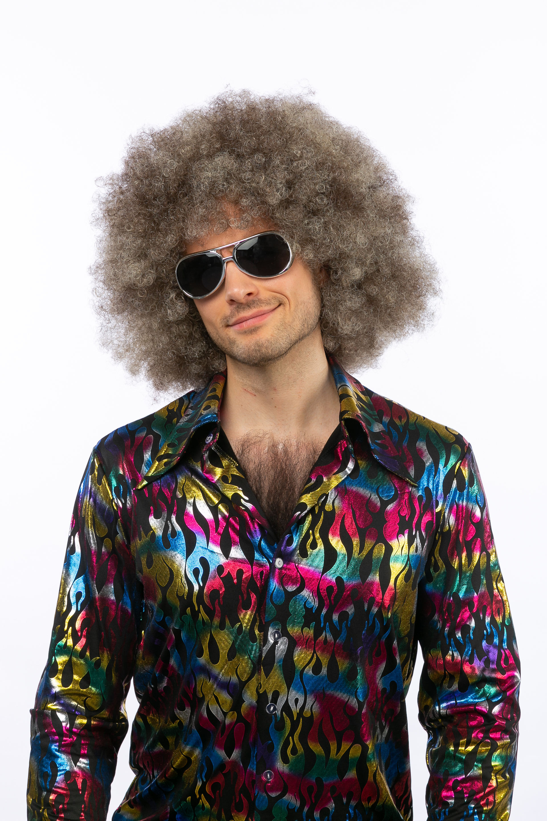 Afro wig, brown-black mottled