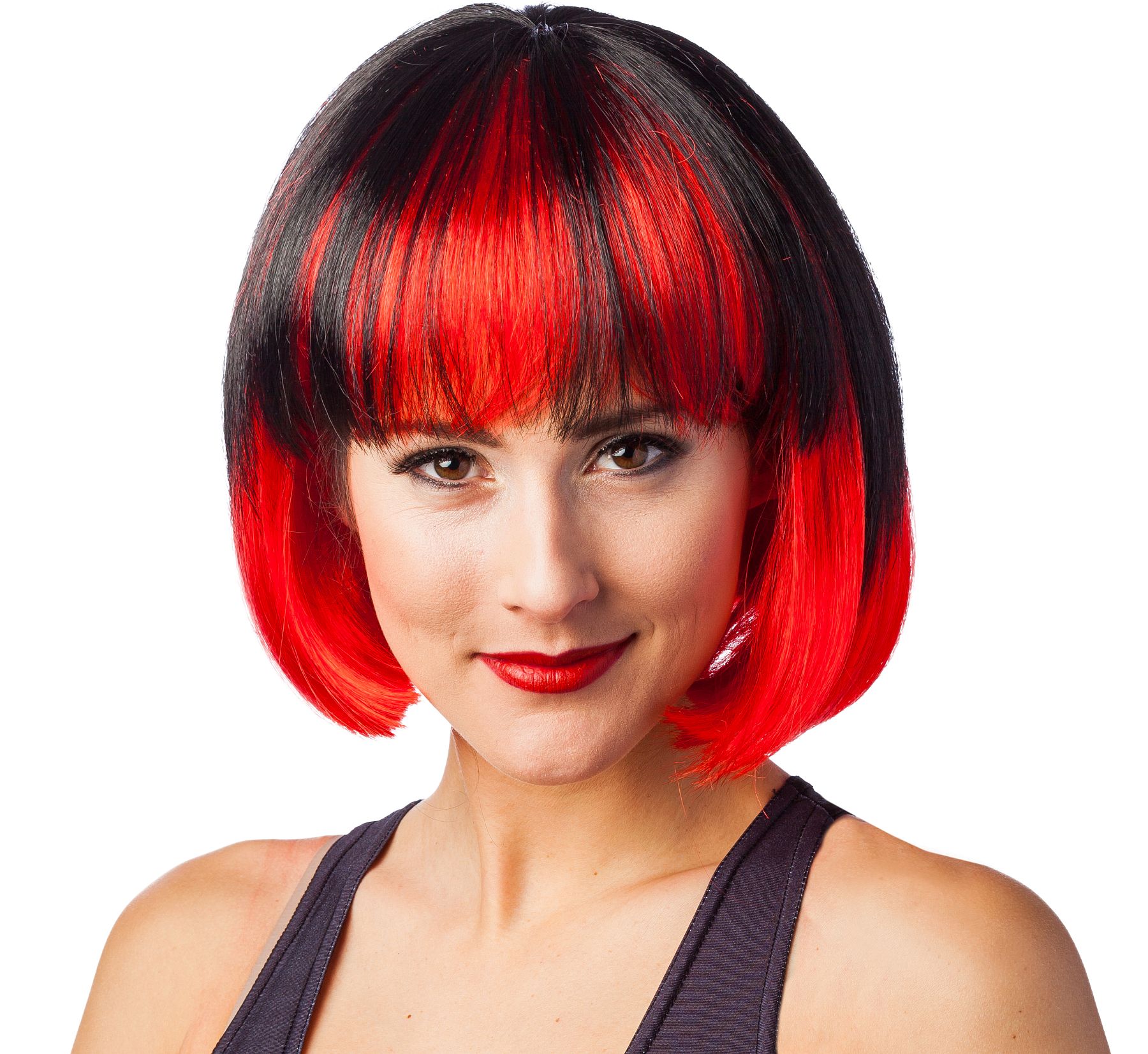 WIG ME UP - 91574-ZA13 Perruque Dame Carnaval Coccinelle carré Rouge Points  Noirs antennes : : Mode