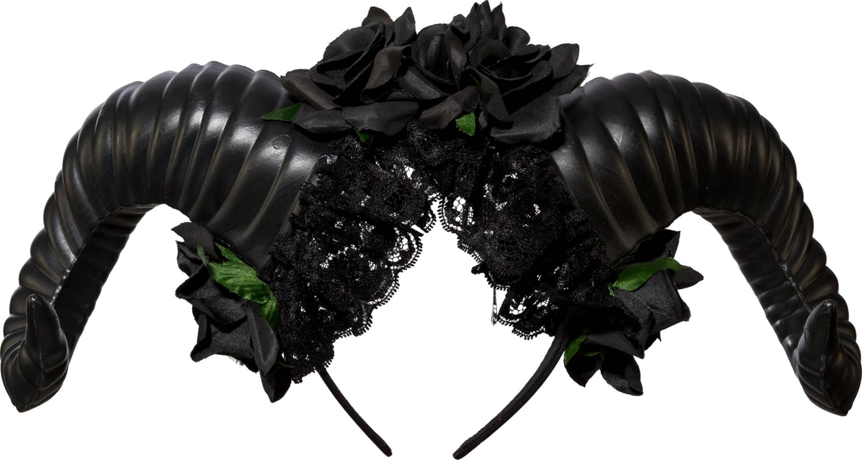 Devil horns with flowers, black