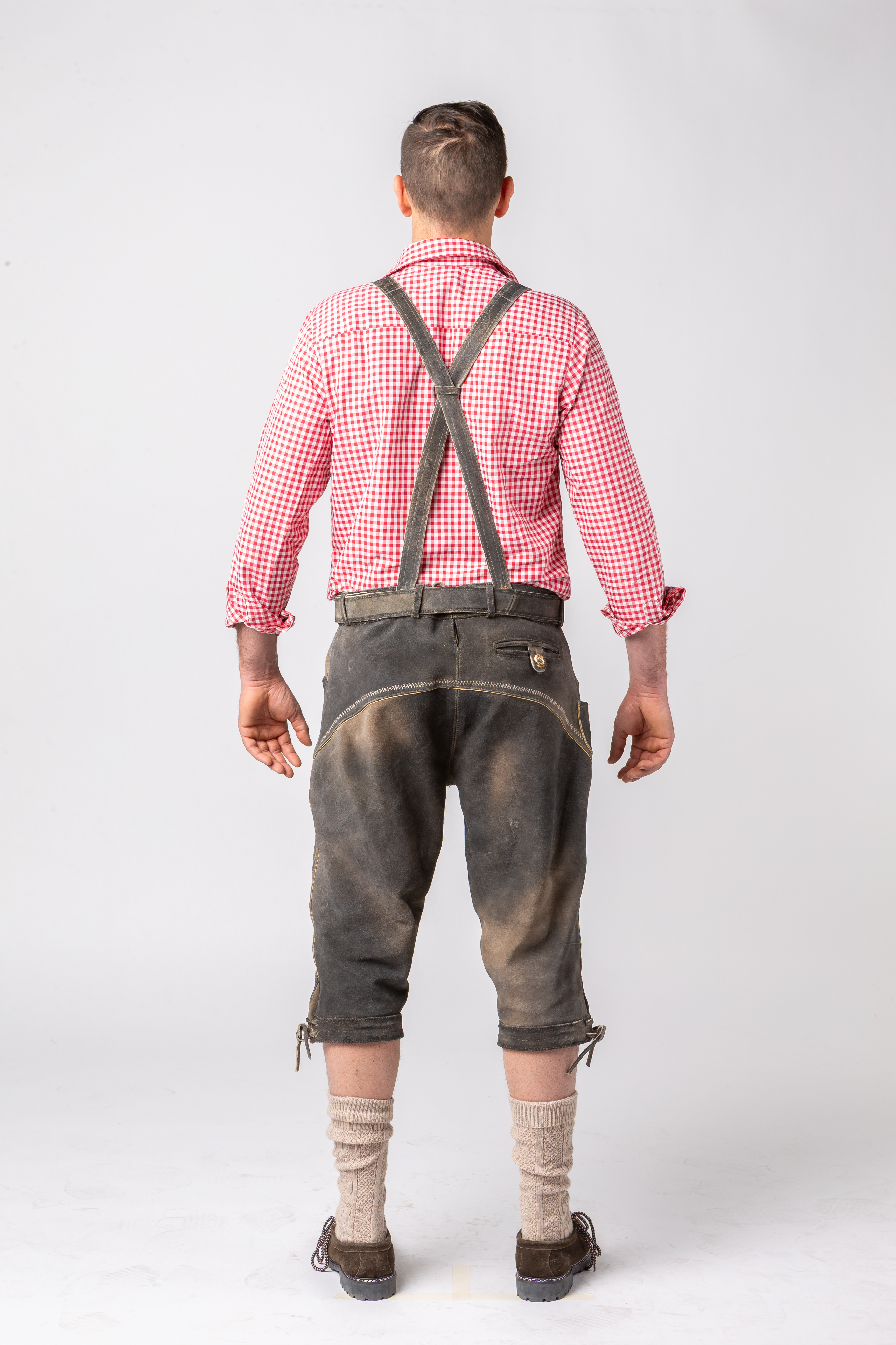 Kniebundlederhose Rindsleder, steingrau 