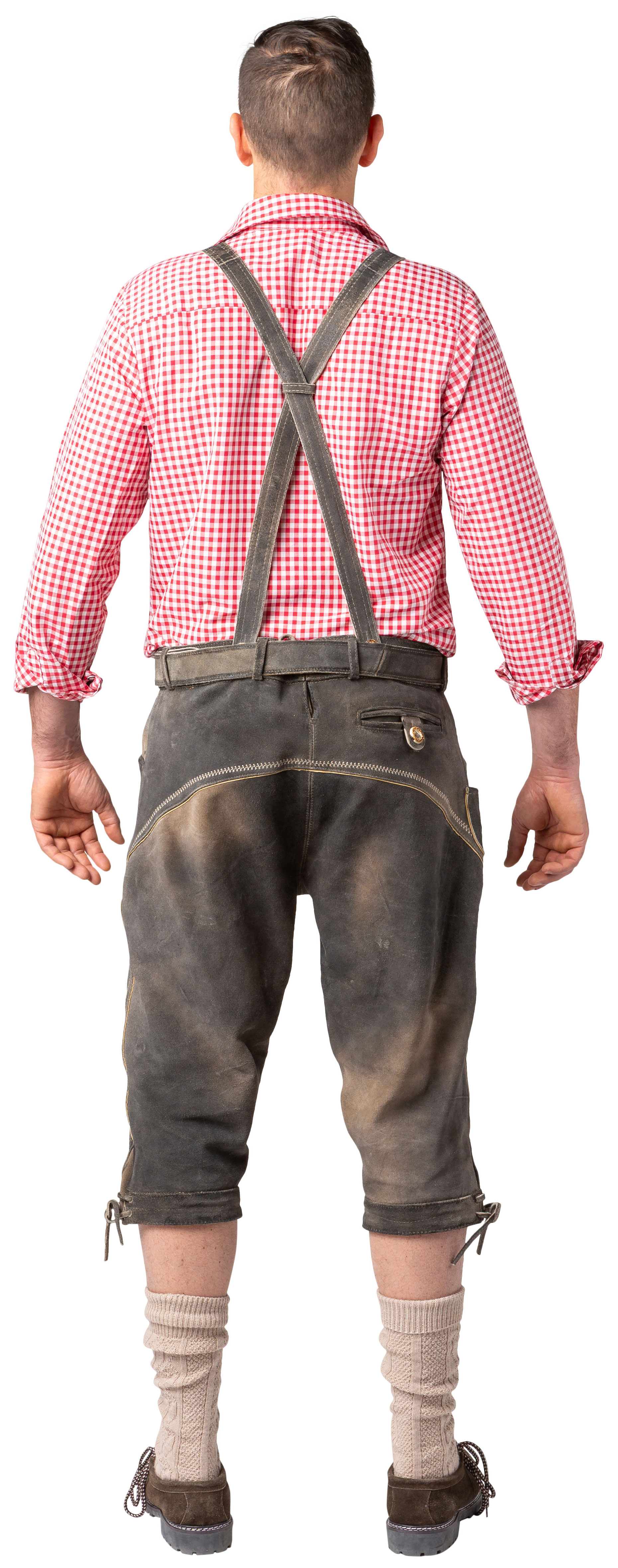 Kniebundlederhose Rindsleder, steingrau 