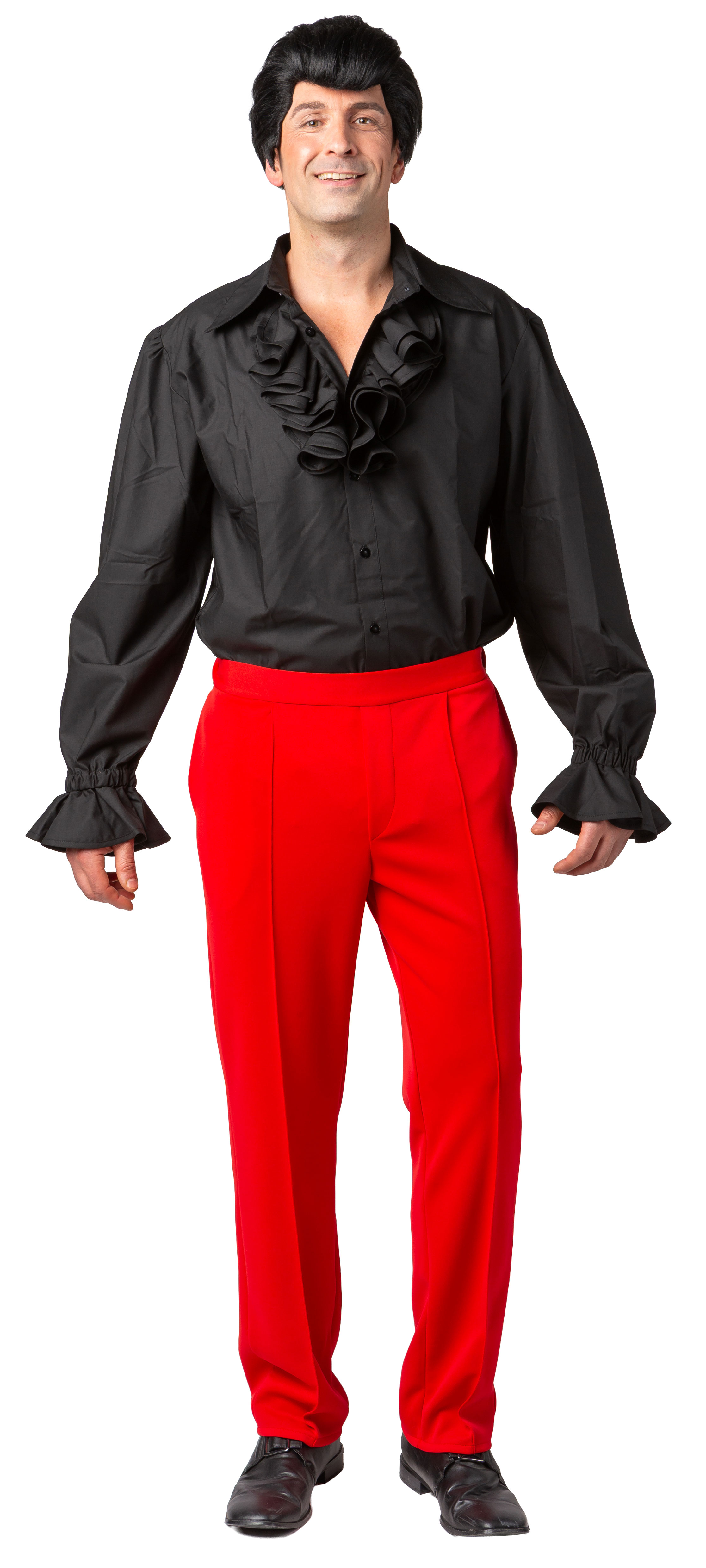 Rüschenhemd mit kurzer Rüsche, schwarz