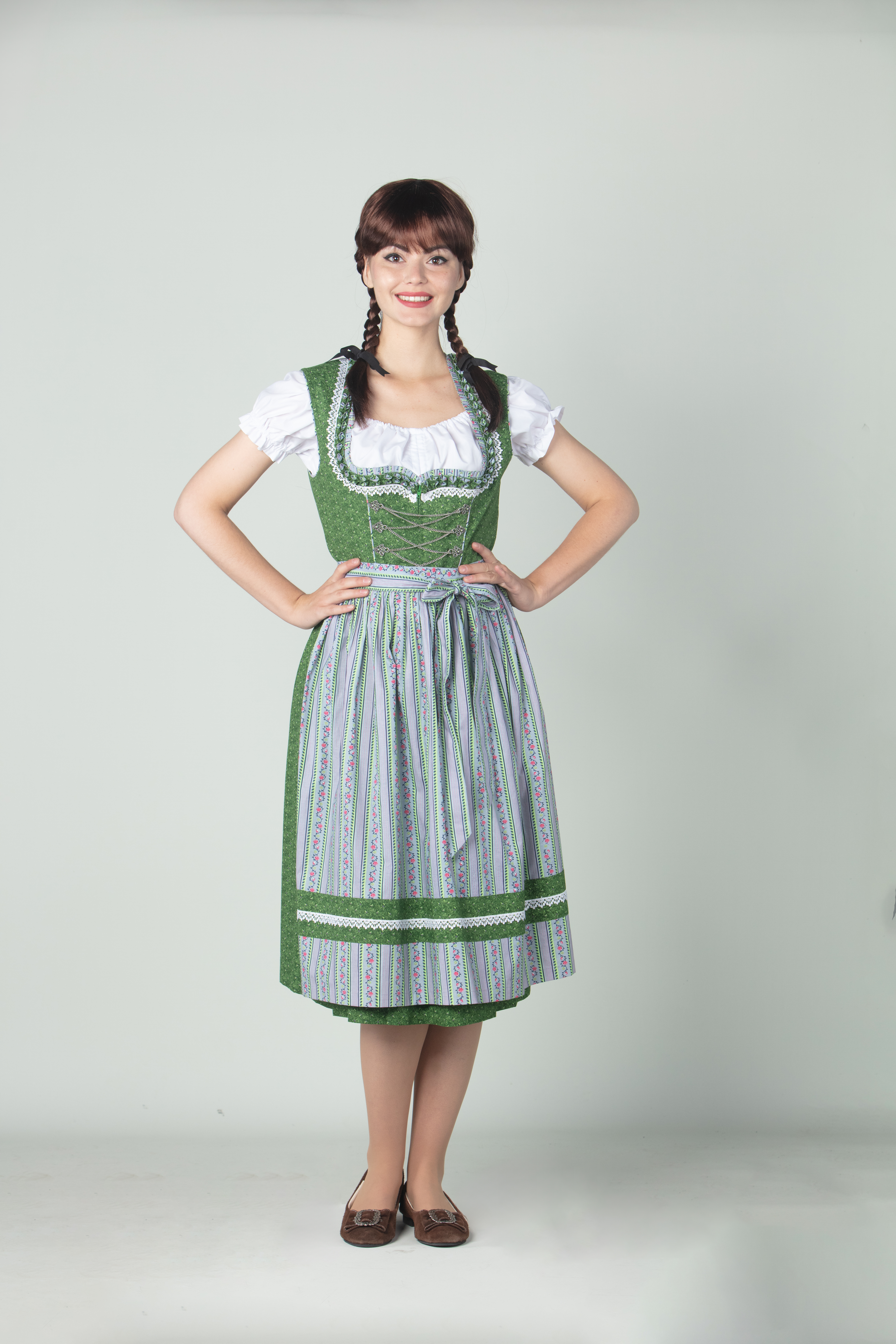 Dirndl "Lorelei" grün-grau 